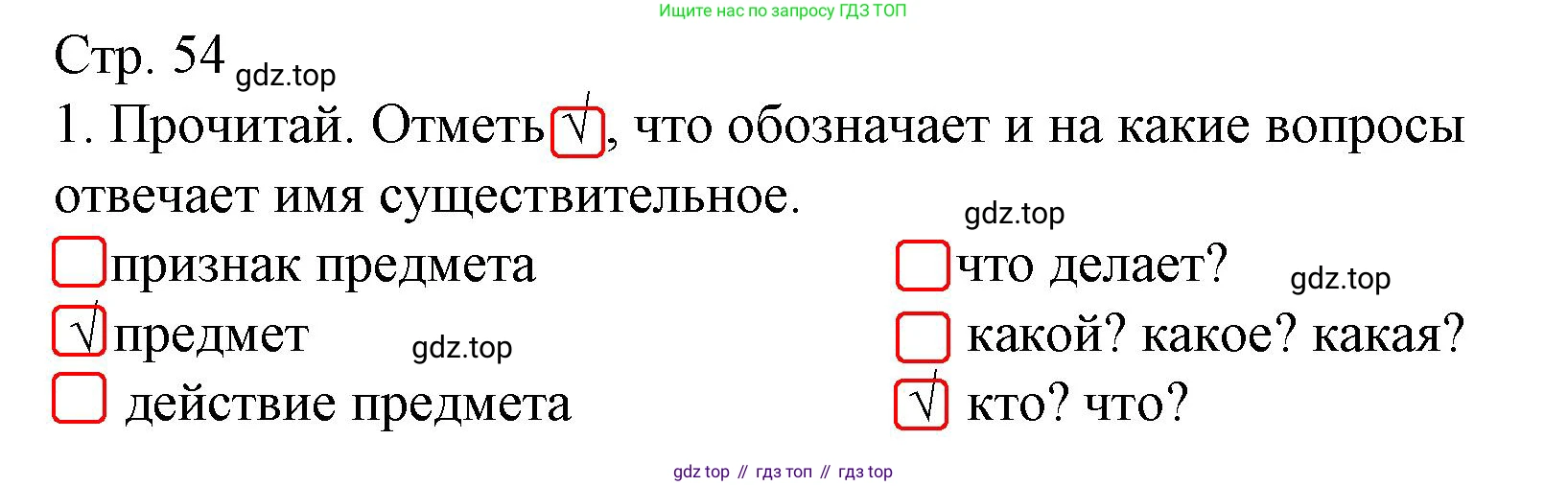 ГДЗ Русский язык, 2 класс Тетрадь учебных достижений, автор: Канакина Валентина Павловна, издательство Просвещение, Москва, 2023, белого цвета, страница 54, номер 1, Решение