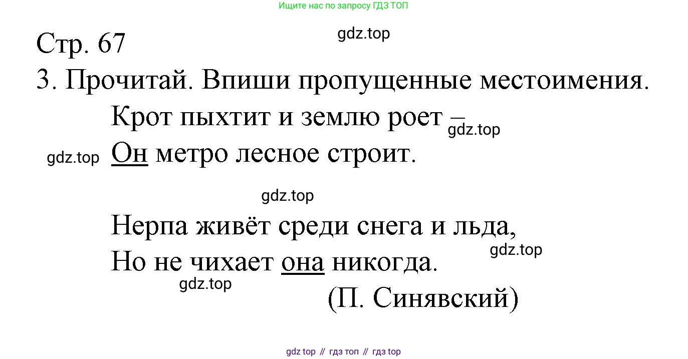 ГДЗ Русский язык, 2 класс Тетрадь учебных достижений, автор: Канакина Валентина Павловна, издательство Просвещение, Москва, 2023, белого цвета, страница 67, номер 3, Решение
