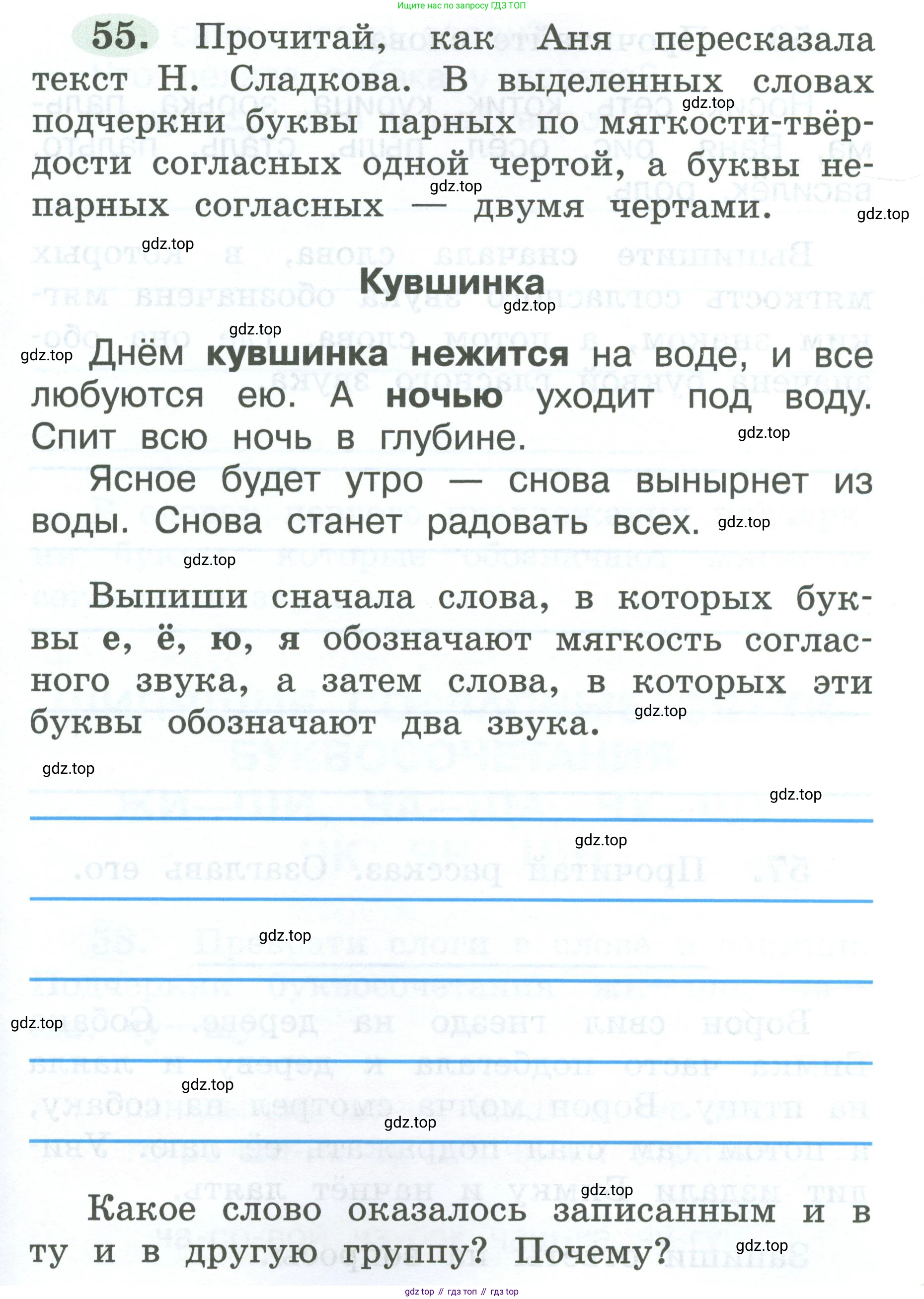 ГДЗ Русский язык, 2 класс рабочая тетрадь, авторы: Климанова Людмила Федоровна, Бабушкина Татьяна Владимировна, издательство Просвещение, Москва, 2024, белого цвета, Часть 1, страница 29, номер 55, Условие
