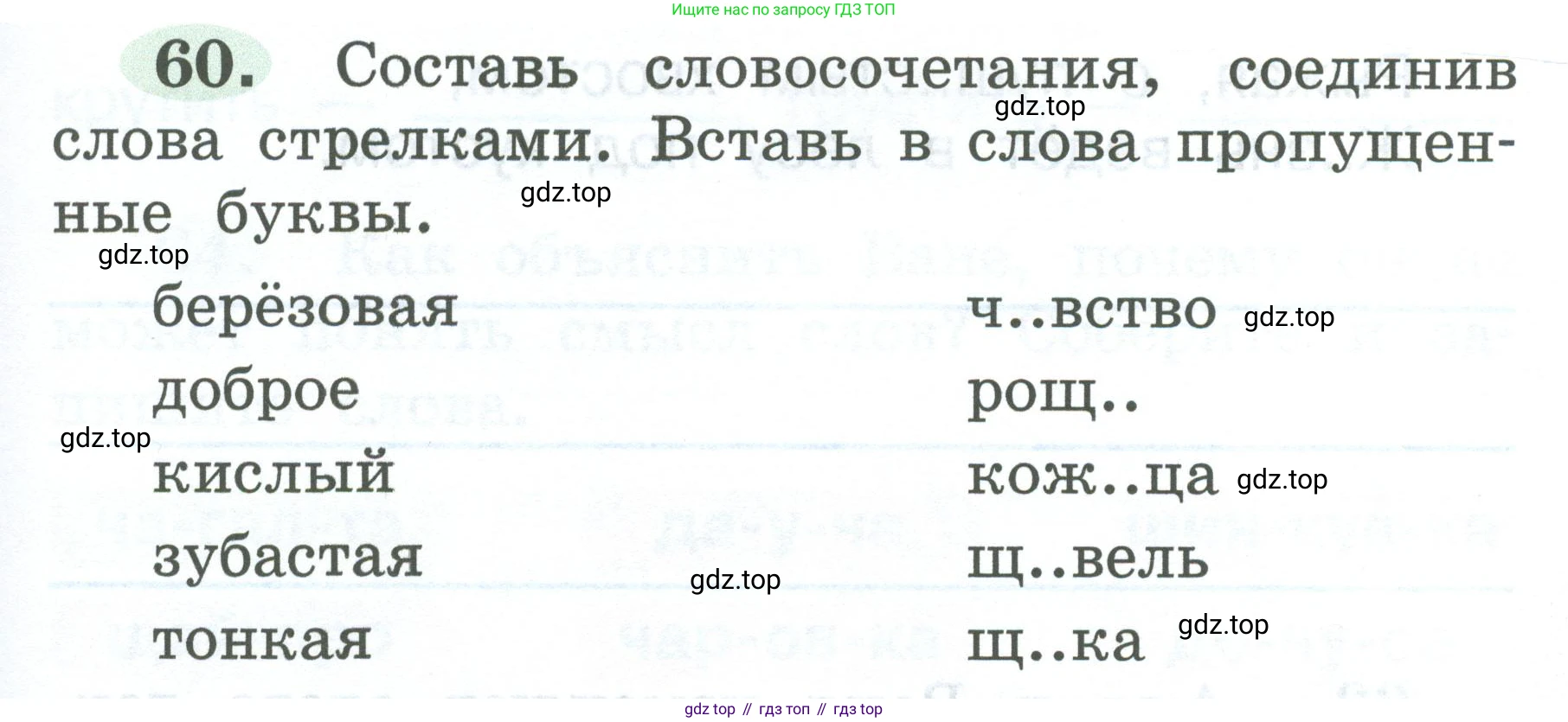 ГДЗ Русский язык, 2 класс рабочая тетрадь, авторы: Климанова Людмила Федоровна, Бабушкина Татьяна Владимировна, издательство Просвещение, Москва, 2024, белого цвета, Часть 1, страница 33, номер 60, Условие