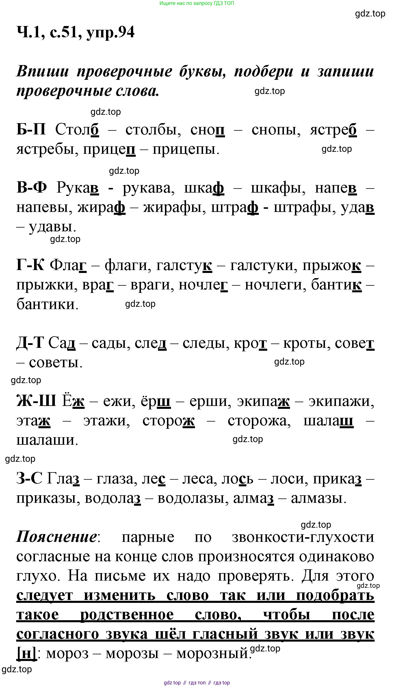 ГДЗ Русский язык, 2 класс рабочая тетрадь, авторы: Климанова Людмила Федоровна, Бабушкина Татьяна Владимировна, издательство Просвещение, Москва, 2024, белого цвета, Часть 1, страница 51, номер 94, Решение
