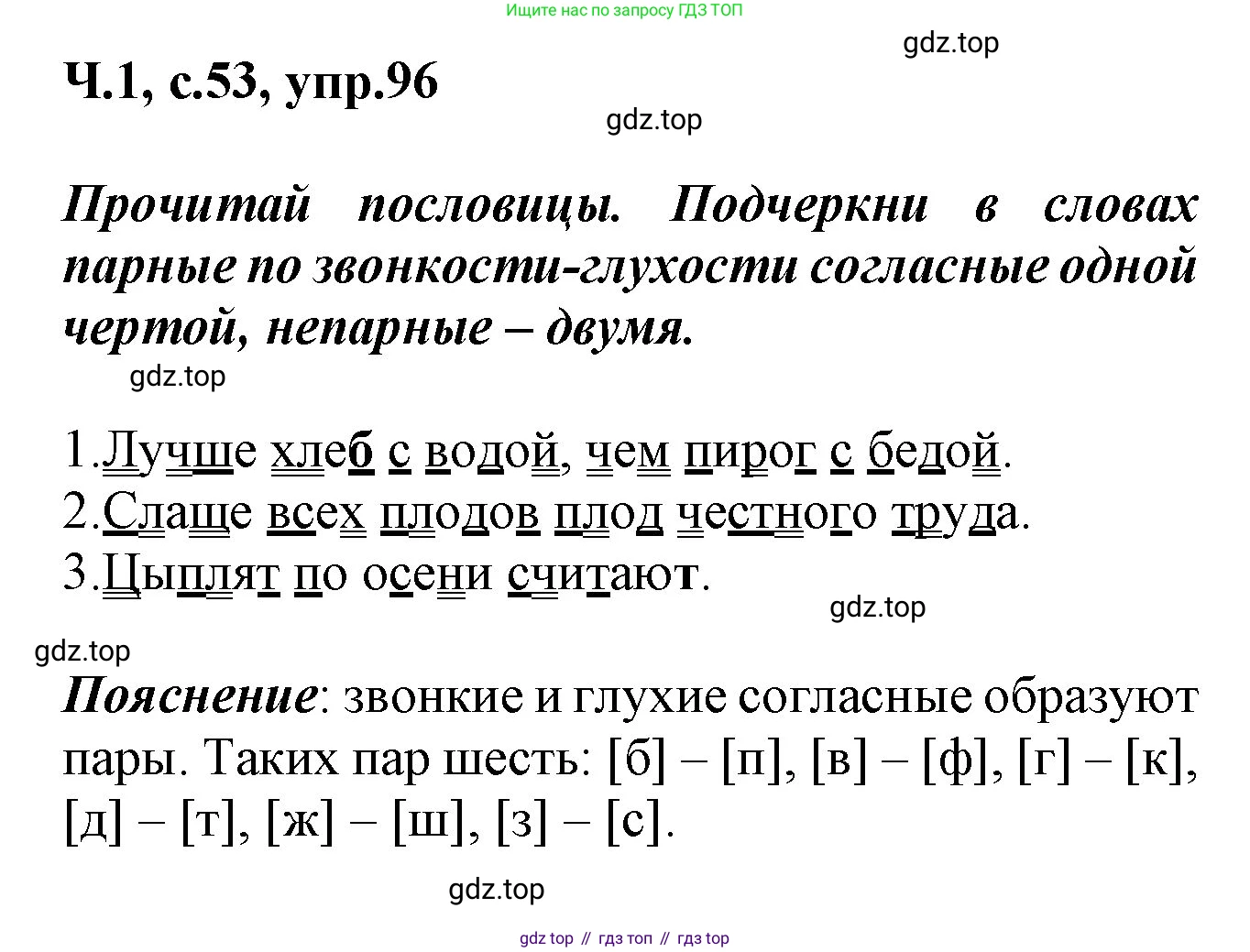 ГДЗ Русский язык, 2 класс рабочая тетрадь, авторы: Климанова Людмила Федоровна, Бабушкина Татьяна Владимировна, издательство Просвещение, Москва, 2024, белого цвета, Часть 1, страница 53, номер 96, Решение