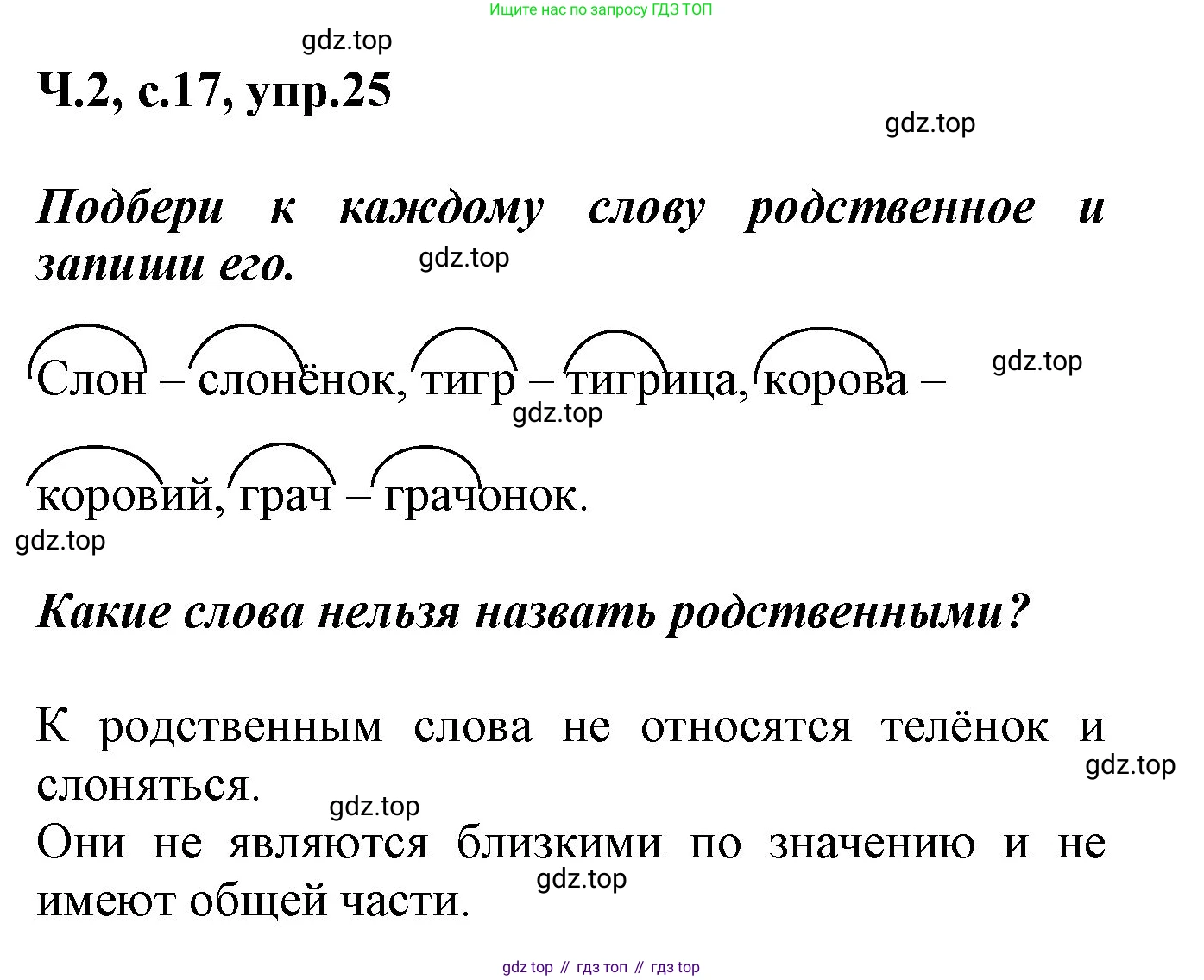 ГДЗ Русский язык, 2 класс рабочая тетрадь, авторы: Климанова Людмила Федоровна, Бабушкина Татьяна Владимировна, издательство Просвещение, Москва, 2024, белого цвета, Часть 2, страница 17, номер 25, Решение