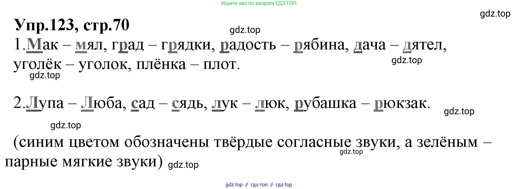 ГДЗ Русский язык, 2 класс Учебник, авторы: Климанова Людмила Федоровна, Бабушкина Татьяна Владимировна, издательство Просвещение, Москва, 2023, белого цвета, Часть 1, страница 70, номер 123, Решение