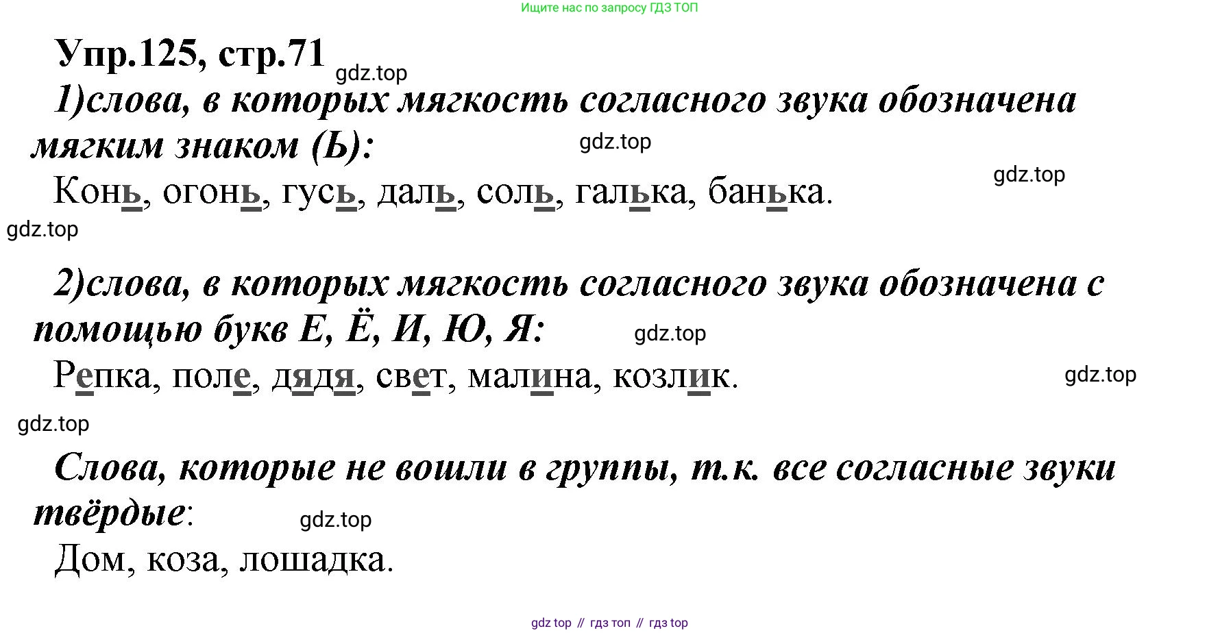 ГДЗ Русский язык, 2 класс Учебник, авторы: Климанова Людмила Федоровна, Бабушкина Татьяна Владимировна, издательство Просвещение, Москва, 2023, белого цвета, Часть 1, страница 71, номер 125, Решение