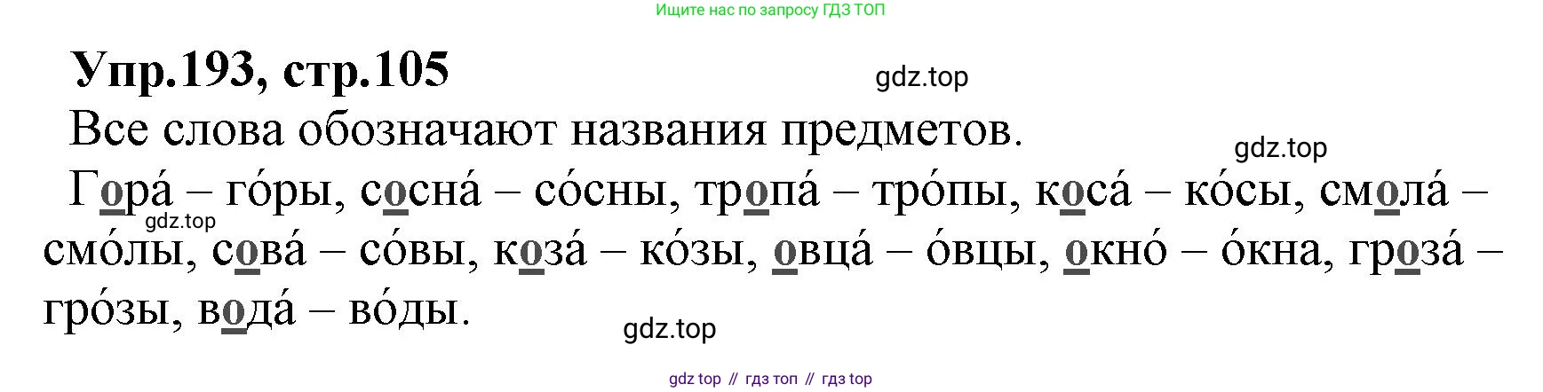 ГДЗ Русский язык, 2 класс Учебник, авторы: Климанова Людмила Федоровна, Бабушкина Татьяна Владимировна, издательство Просвещение, Москва, 2023, белого цвета, Часть 1, страница 105, номер 193, Решение