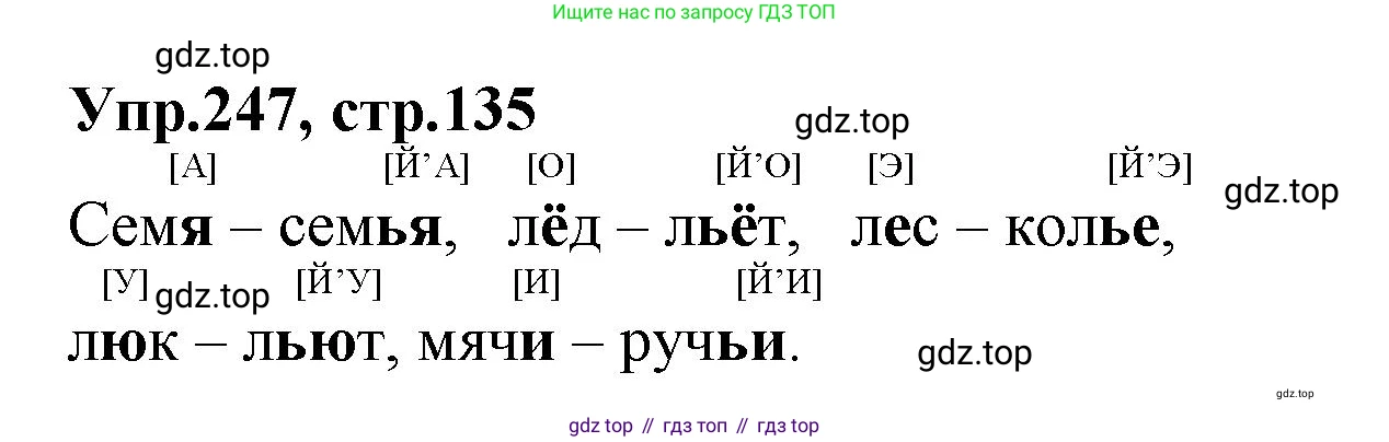 ГДЗ Русский язык, 2 класс Учебник, авторы: Климанова Людмила Федоровна, Бабушкина Татьяна Владимировна, издательство Просвещение, Москва, 2023, белого цвета, Часть 1, страница 135, номер 247, Решение