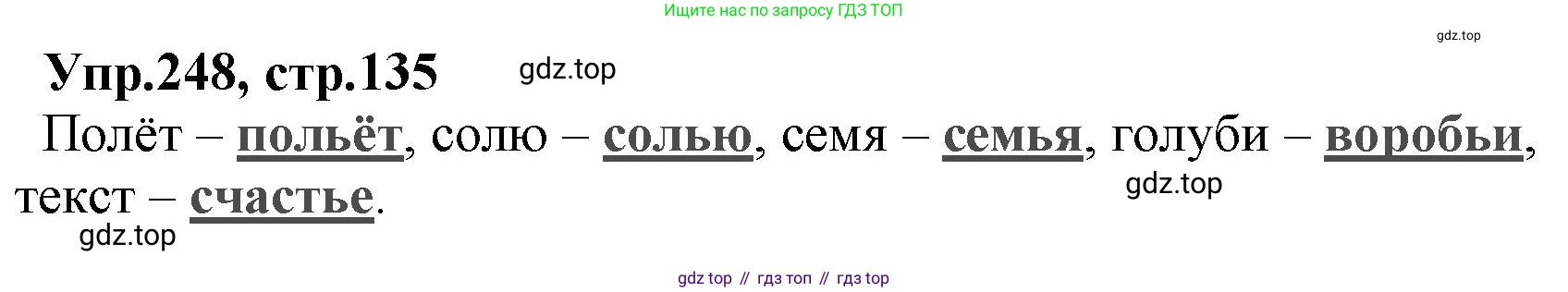 ГДЗ Русский язык, 2 класс Учебник, авторы: Климанова Людмила Федоровна, Бабушкина Татьяна Владимировна, издательство Просвещение, Москва, 2023, белого цвета, Часть 1, страница 135, номер 248, Решение
