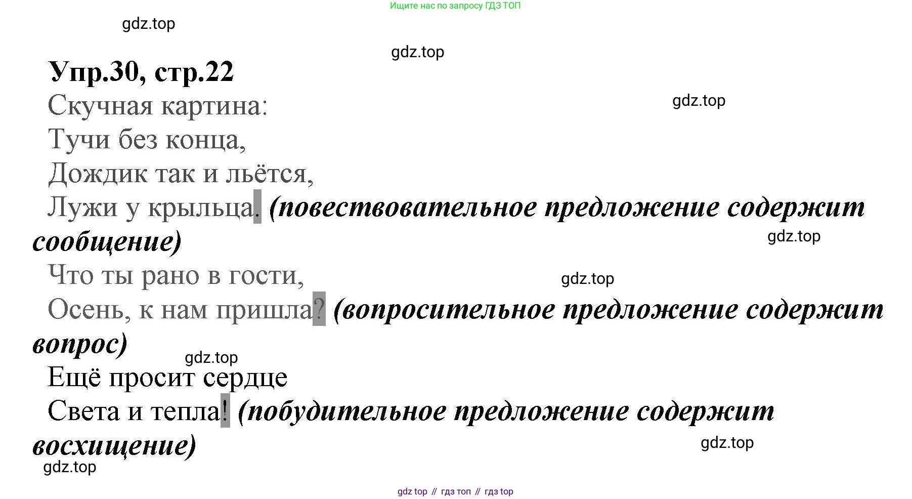 ГДЗ Русский язык, 2 класс Учебник, авторы: Климанова Людмила Федоровна, Бабушкина Татьяна Владимировна, издательство Просвещение, Москва, 2023, белого цвета, Часть 1, страница 22, номер 30, Решение