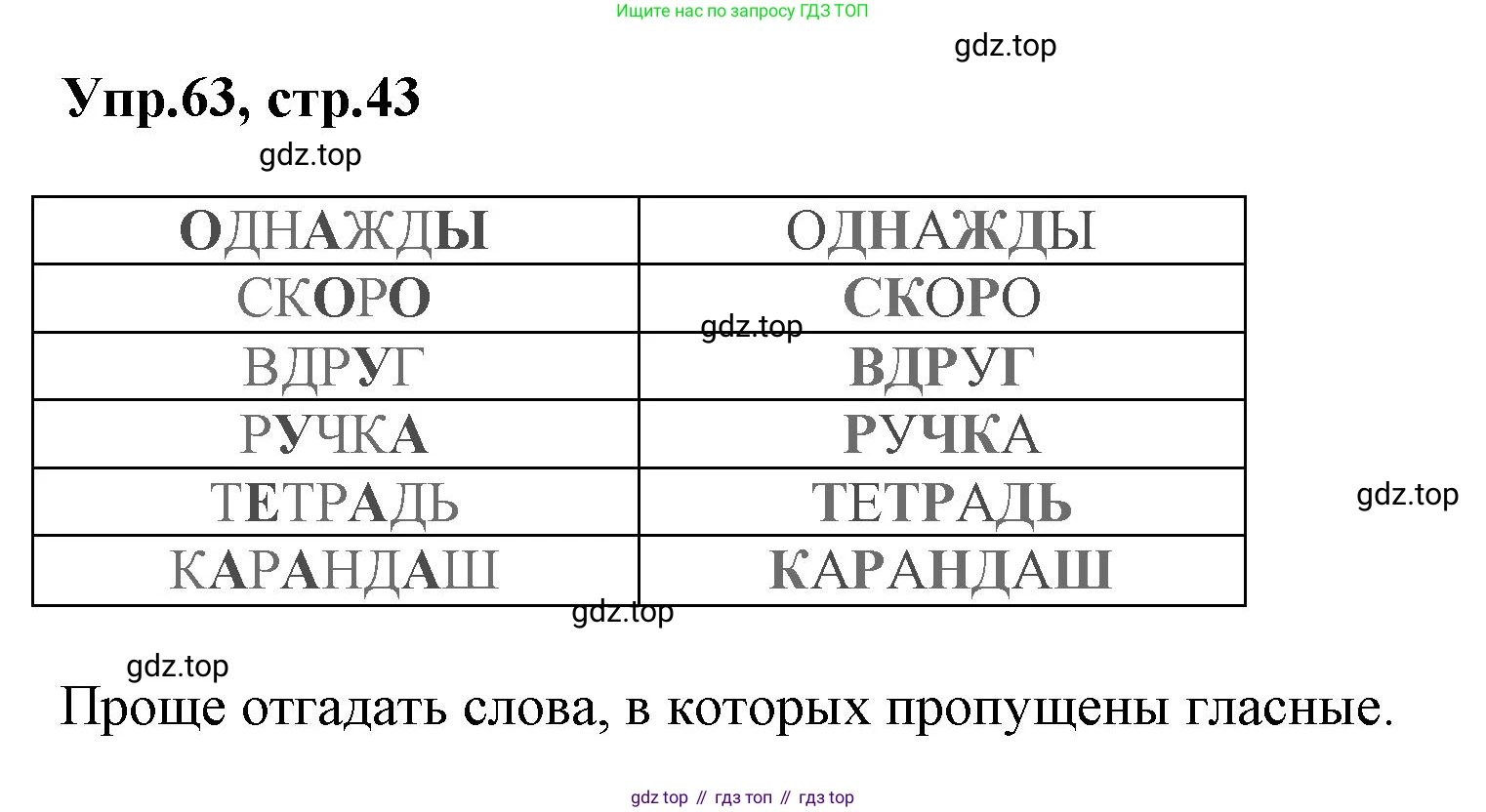 ГДЗ Русский язык, 2 класс Учебник, авторы: Климанова Людмила Федоровна, Бабушкина Татьяна Владимировна, издательство Просвещение, Москва, 2023, белого цвета, Часть 1, страница 43, номер 63, Решение