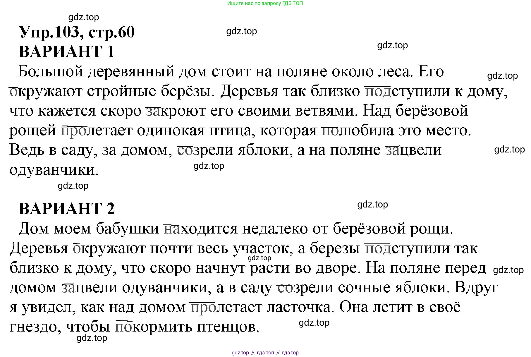 ГДЗ Русский язык, 2 класс Учебник, авторы: Климанова Людмила Федоровна, Бабушкина Татьяна Владимировна, издательство Просвещение, Москва, 2023, белого цвета, Часть 2, страница 60, номер 103, Решение