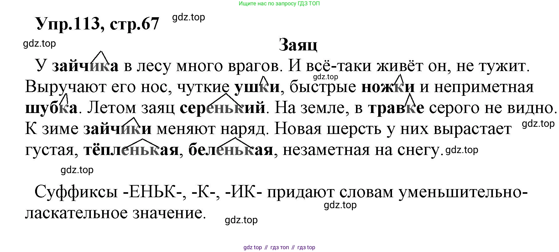 ГДЗ Русский язык, 2 класс Учебник, авторы: Климанова Людмила Федоровна, Бабушкина Татьяна Владимировна, издательство Просвещение, Москва, 2023, белого цвета, Часть 2, страница 67, номер 113, Решение