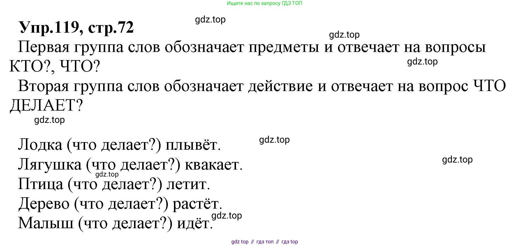 ГДЗ Русский язык, 2 класс Учебник, авторы: Климанова Людмила Федоровна, Бабушкина Татьяна Владимировна, издательство Просвещение, Москва, 2023, белого цвета, Часть 2, страница 72, номер 119, Решение