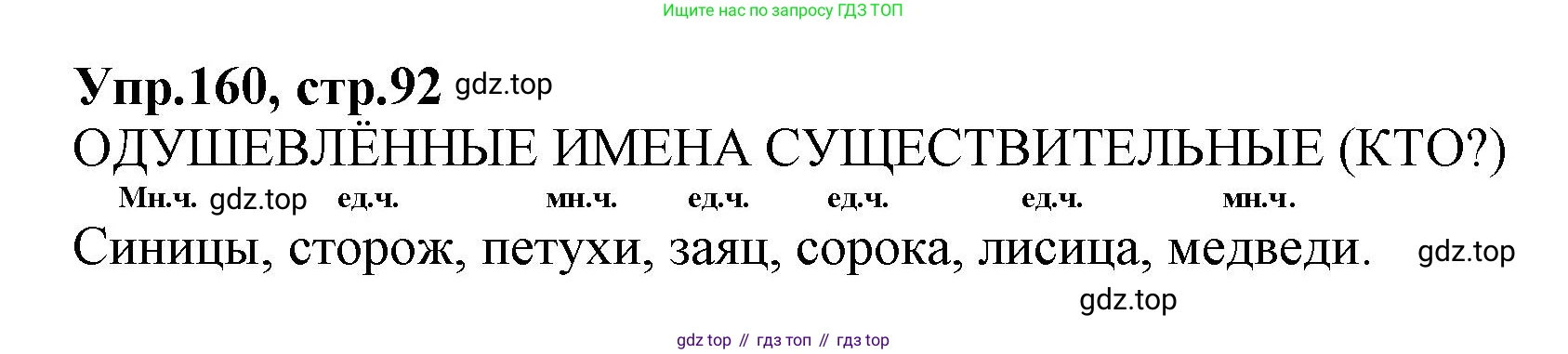 ГДЗ Русский язык, 2 класс Учебник, авторы: Климанова Людмила Федоровна, Бабушкина Татьяна Владимировна, издательство Просвещение, Москва, 2023, белого цвета, Часть 2, страница 92, номер 160, Решение