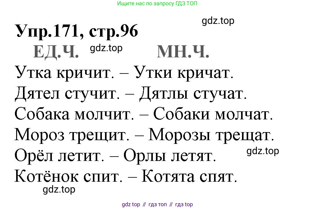 ГДЗ Русский язык, 2 класс Учебник, авторы: Климанова Людмила Федоровна, Бабушкина Татьяна Владимировна, издательство Просвещение, Москва, 2023, белого цвета, Часть 2, страница 96, номер 171, Решение