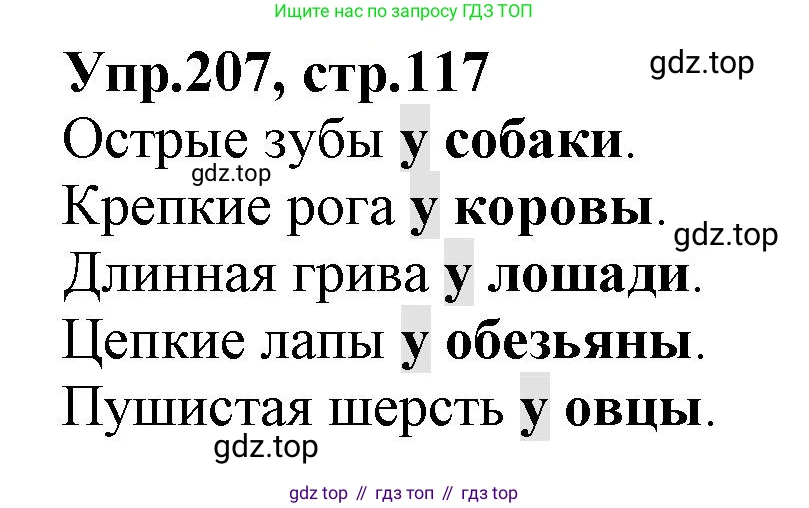 ГДЗ Русский язык, 2 класс Учебник, авторы: Климанова Людмила Федоровна, Бабушкина Татьяна Владимировна, издательство Просвещение, Москва, 2023, белого цвета, Часть 2, страница 117, номер 207, Решение