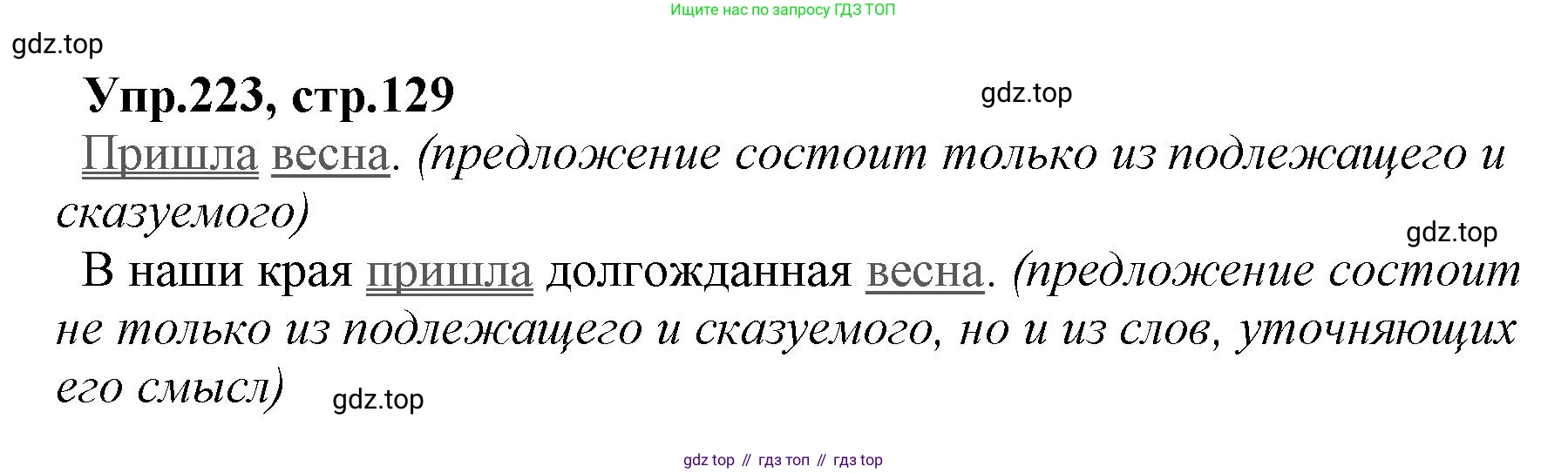 ГДЗ Русский язык, 2 класс Учебник, авторы: Климанова Людмила Федоровна, Бабушкина Татьяна Владимировна, издательство Просвещение, Москва, 2023, белого цвета, Часть 2, страница 129, номер 223, Решение