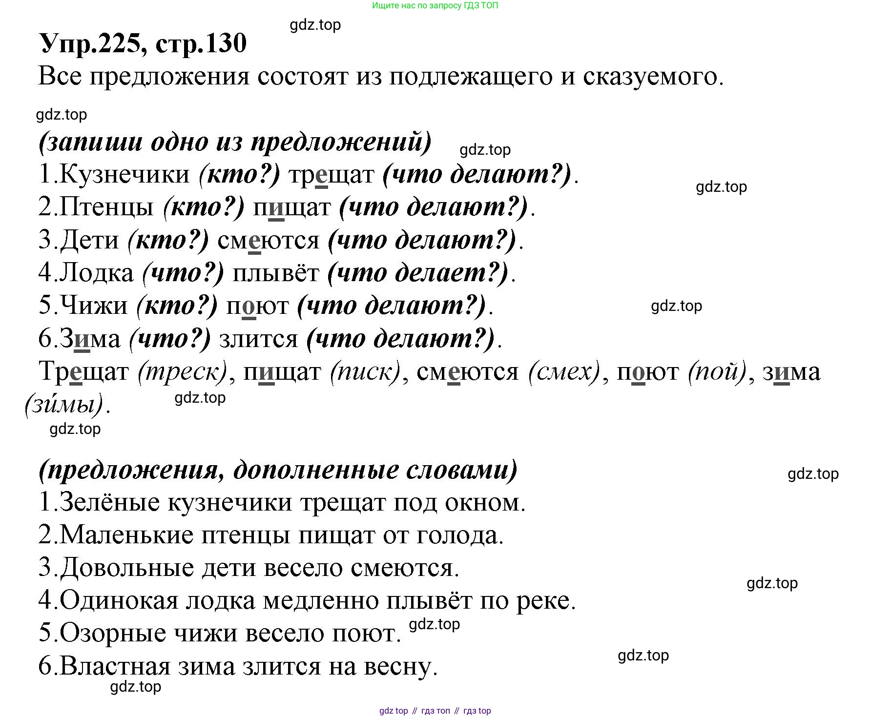 ГДЗ Русский язык, 2 класс Учебник, авторы: Климанова Людмила Федоровна, Бабушкина Татьяна Владимировна, издательство Просвещение, Москва, 2023, белого цвета, Часть 2, страница 130, номер 225, Решение