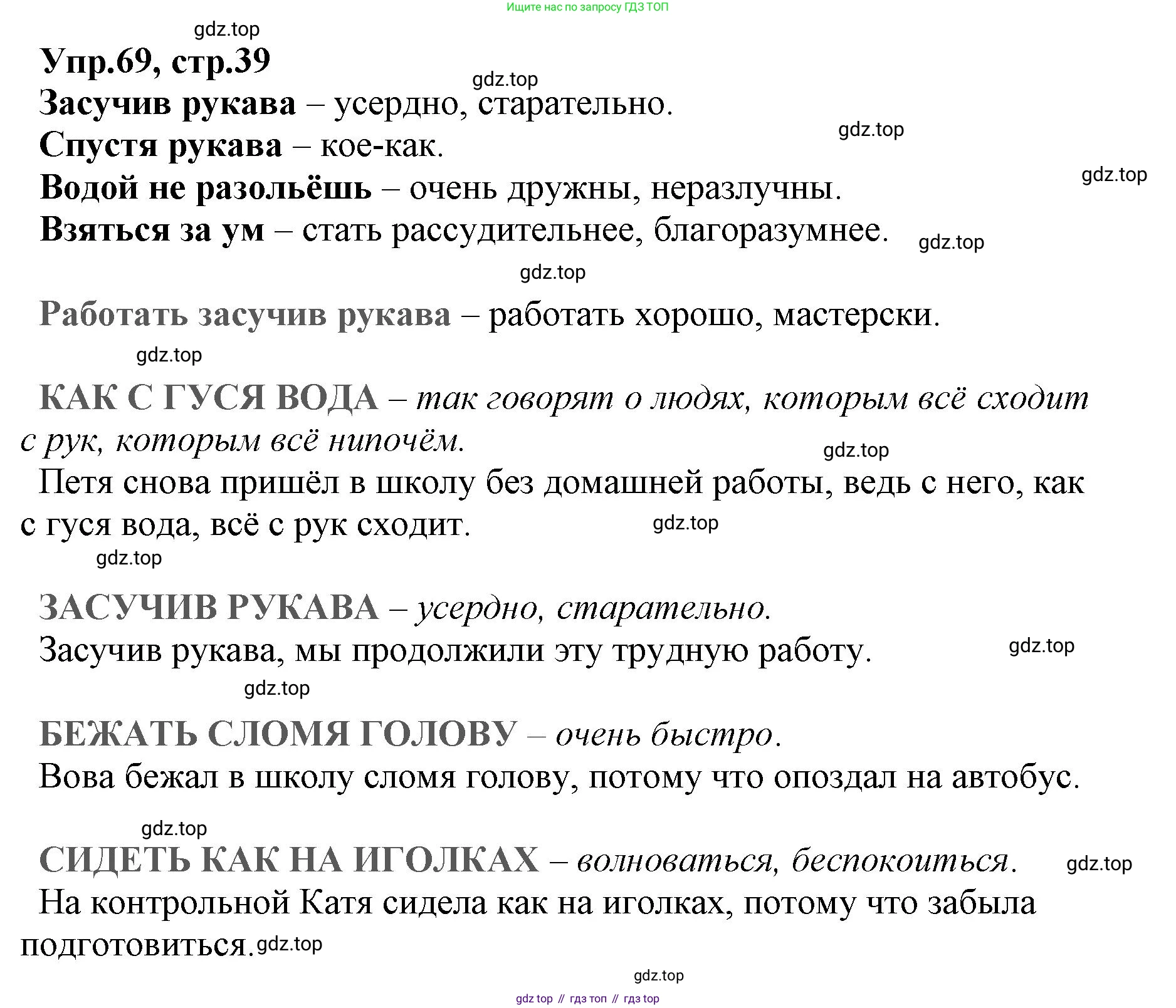 ГДЗ Русский язык, 2 класс Учебник, авторы: Климанова Людмила Федоровна, Бабушкина Татьяна Владимировна, издательство Просвещение, Москва, 2023, белого цвета, Часть 2, страница 39, номер 69, Решение