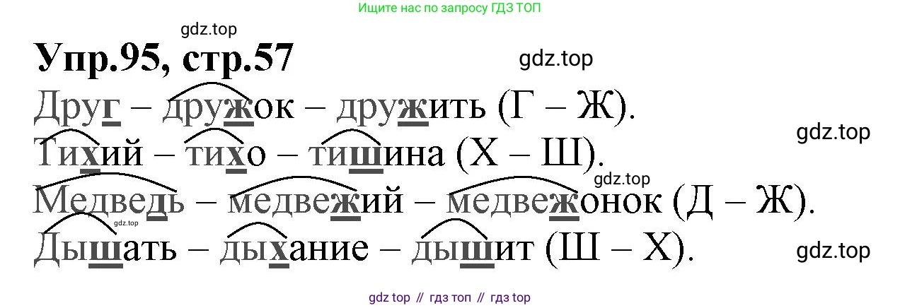 ГДЗ Русский язык, 2 класс Учебник, авторы: Климанова Людмила Федоровна, Бабушкина Татьяна Владимировна, издательство Просвещение, Москва, 2023, белого цвета, Часть 2, страница 57, номер 95, Решение