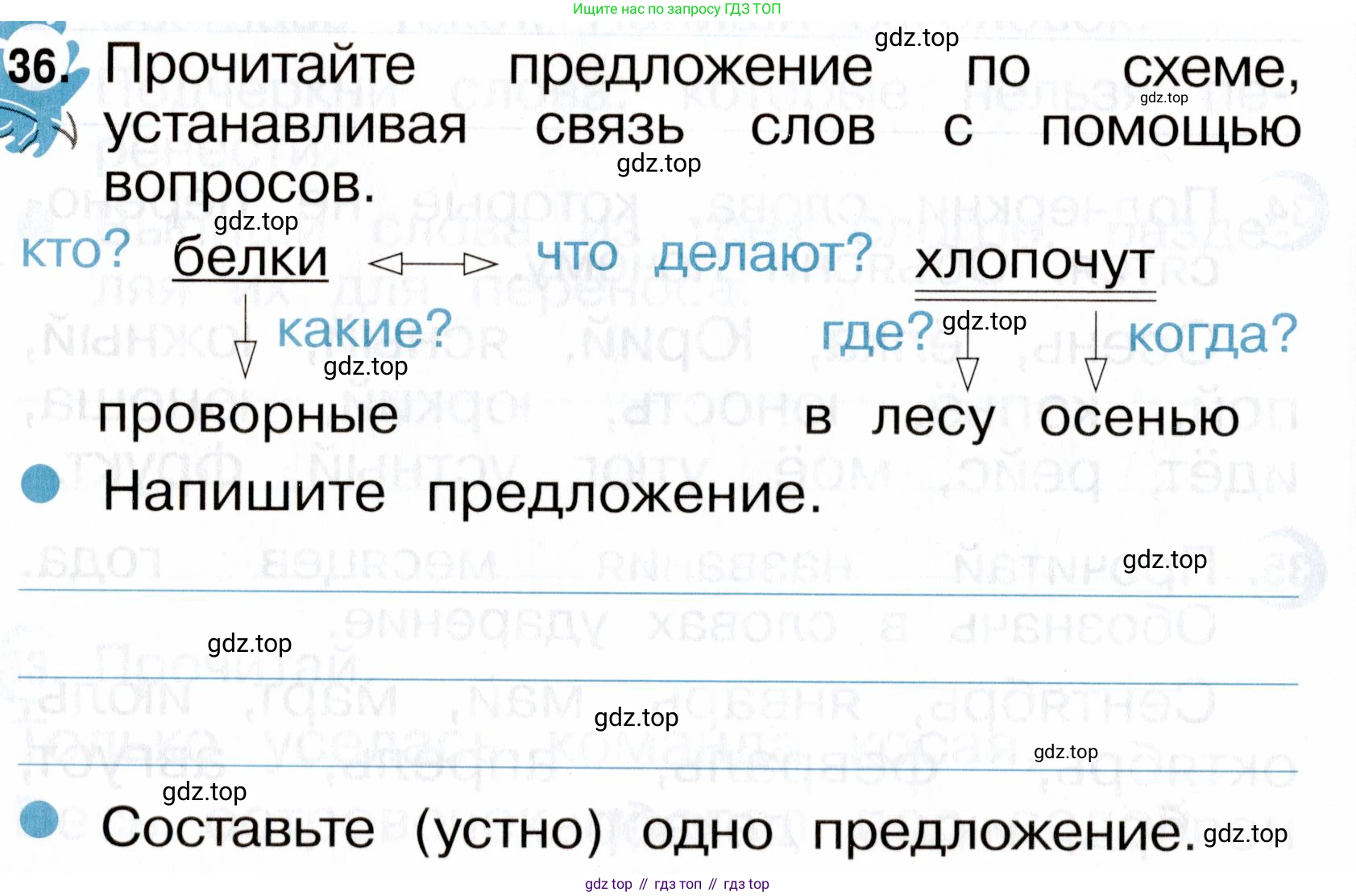 ГДЗ Русский язык, 2 класс рабочая тетрадь, авторы: Рамзаева Тамара Григорьевна, Савинкина Людмила Павловна, издательство Просвещение, Москва, 2023, страница 20, номер 36, Условие