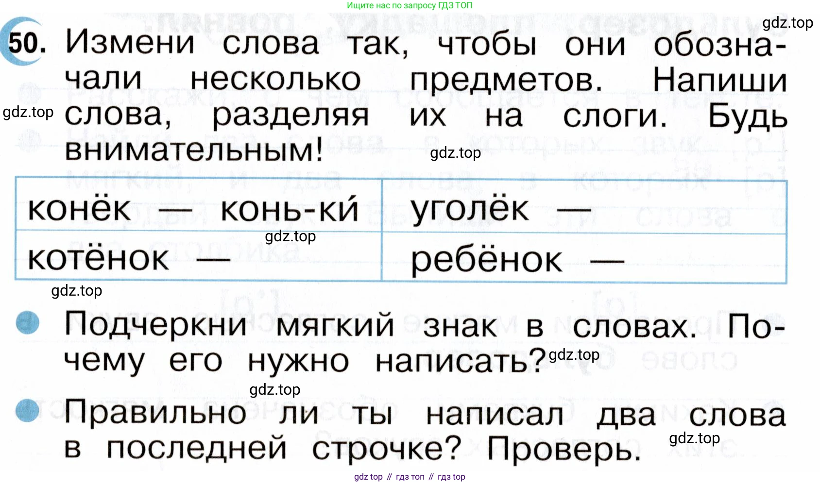 ГДЗ Русский язык, 2 класс рабочая тетрадь, авторы: Рамзаева Тамара Григорьевна, Савинкина Людмила Павловна, издательство Просвещение, Москва, 2023, страница 28, номер 50, Условие