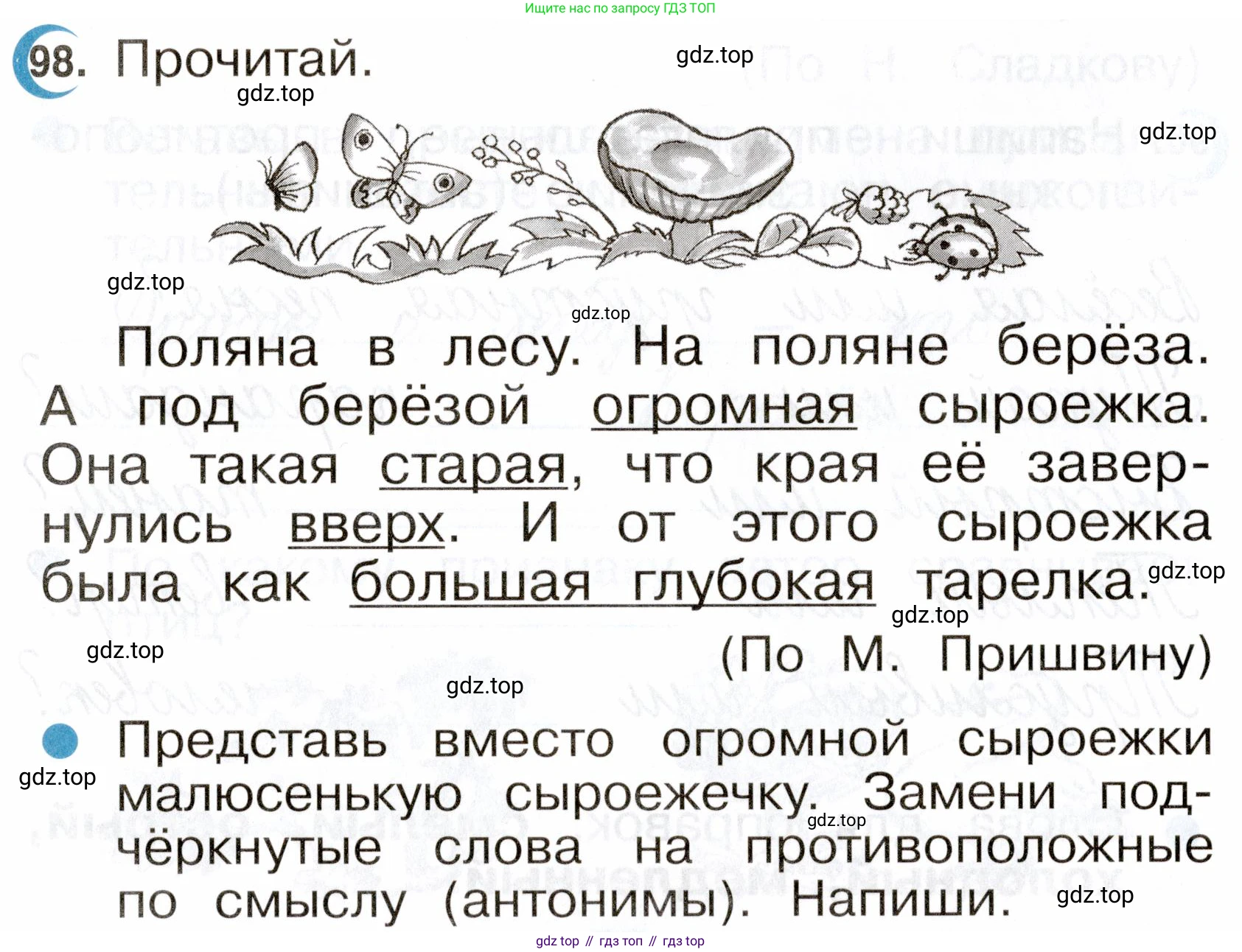 ГДЗ Русский язык, 2 класс рабочая тетрадь, авторы: Рамзаева Тамара Григорьевна, Савинкина Людмила Павловна, издательство Просвещение, Москва, 2023, страница 58, номер 98, Условие