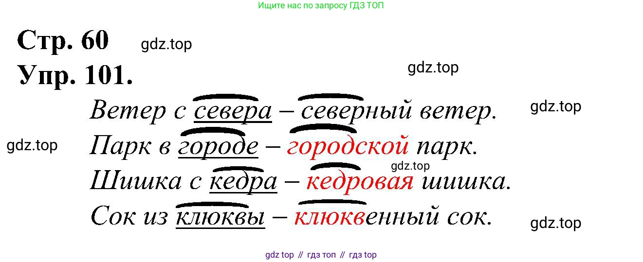 ГДЗ Русский язык, 2 класс рабочая тетрадь, авторы: Рамзаева Тамара Григорьевна, Савинкина Людмила Павловна, издательство Просвещение, Москва, 2023, страница 60, номер 101, Решение