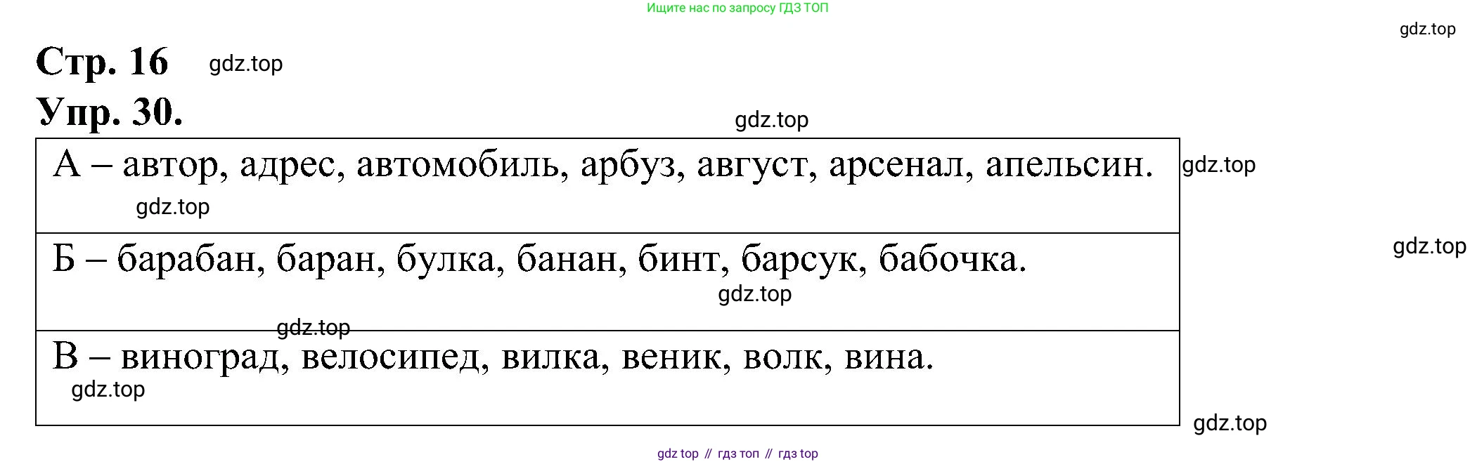 ГДЗ Русский язык, 2 класс рабочая тетрадь, авторы: Рамзаева Тамара Григорьевна, Савинкина Людмила Павловна, издательство Просвещение, Москва, 2023, страница 16, номер 30, Решение