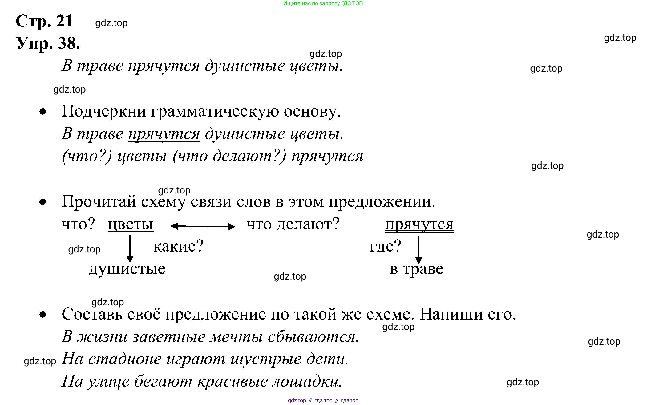 ГДЗ Русский язык, 2 класс рабочая тетрадь, авторы: Рамзаева Тамара Григорьевна, Савинкина Людмила Павловна, издательство Просвещение, Москва, 2023, страница 21, номер 38, Решение