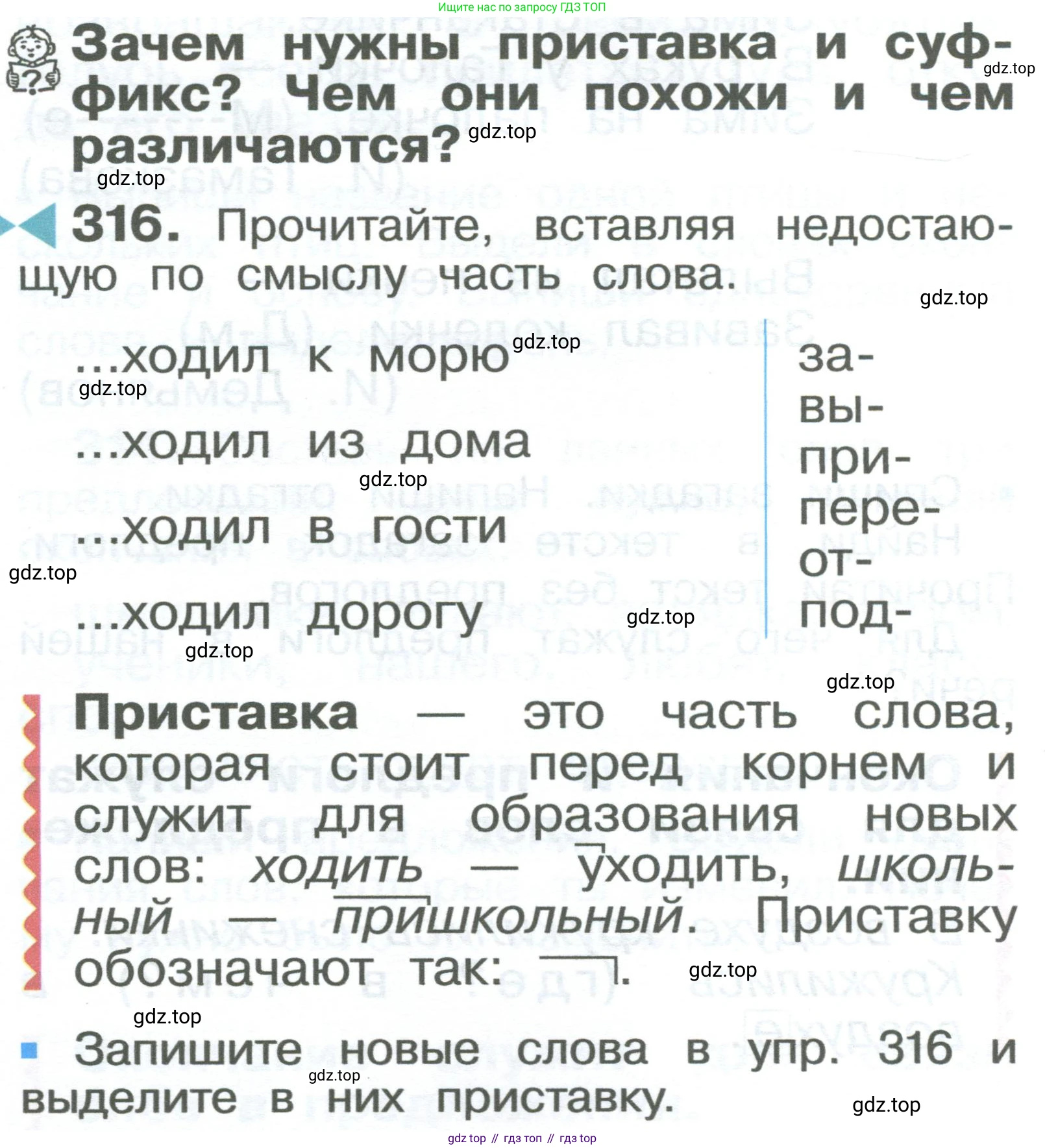 ГДЗ Русский язык, 2 класс Учебник, авторы: Рамзаева Тамара Григорьевна, Савельева Лариса Владимировна, издательство Просвещение, Москва, 2023, Часть 2, страница 54, номер 316, Условие