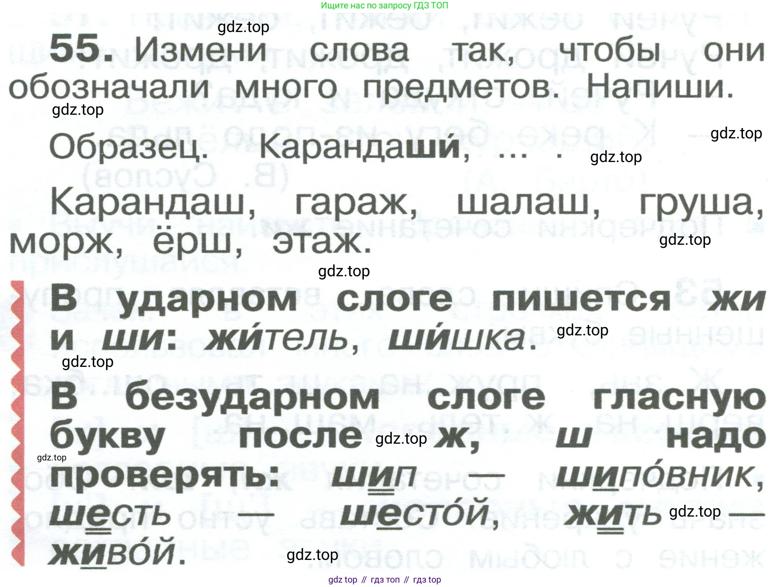 ГДЗ Русский язык, 2 класс Учебник, авторы: Рамзаева Тамара Григорьевна, Савельева Лариса Владимировна, издательство Просвещение, Москва, 2023, Часть 1, страница 36, номер 55, Условие