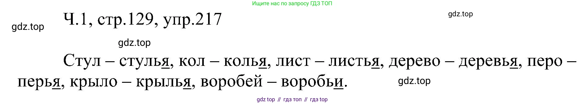 ГДЗ Русский язык, 2 класс Учебник, авторы: Рамзаева Тамара Григорьевна, Савельева Лариса Владимировна, издательство Просвещение, Москва, 2023, Часть 1, страница 129, номер 217, Решение