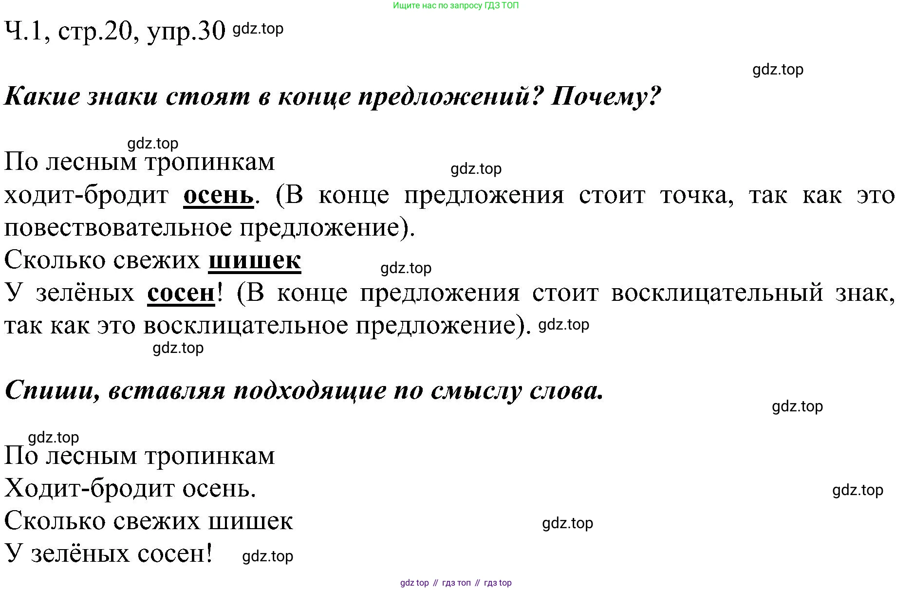 ГДЗ Русский язык, 2 класс Учебник, авторы: Рамзаева Тамара Григорьевна, Савельева Лариса Владимировна, издательство Просвещение, Москва, 2023, Часть 1, страница 20, номер 30, Решение