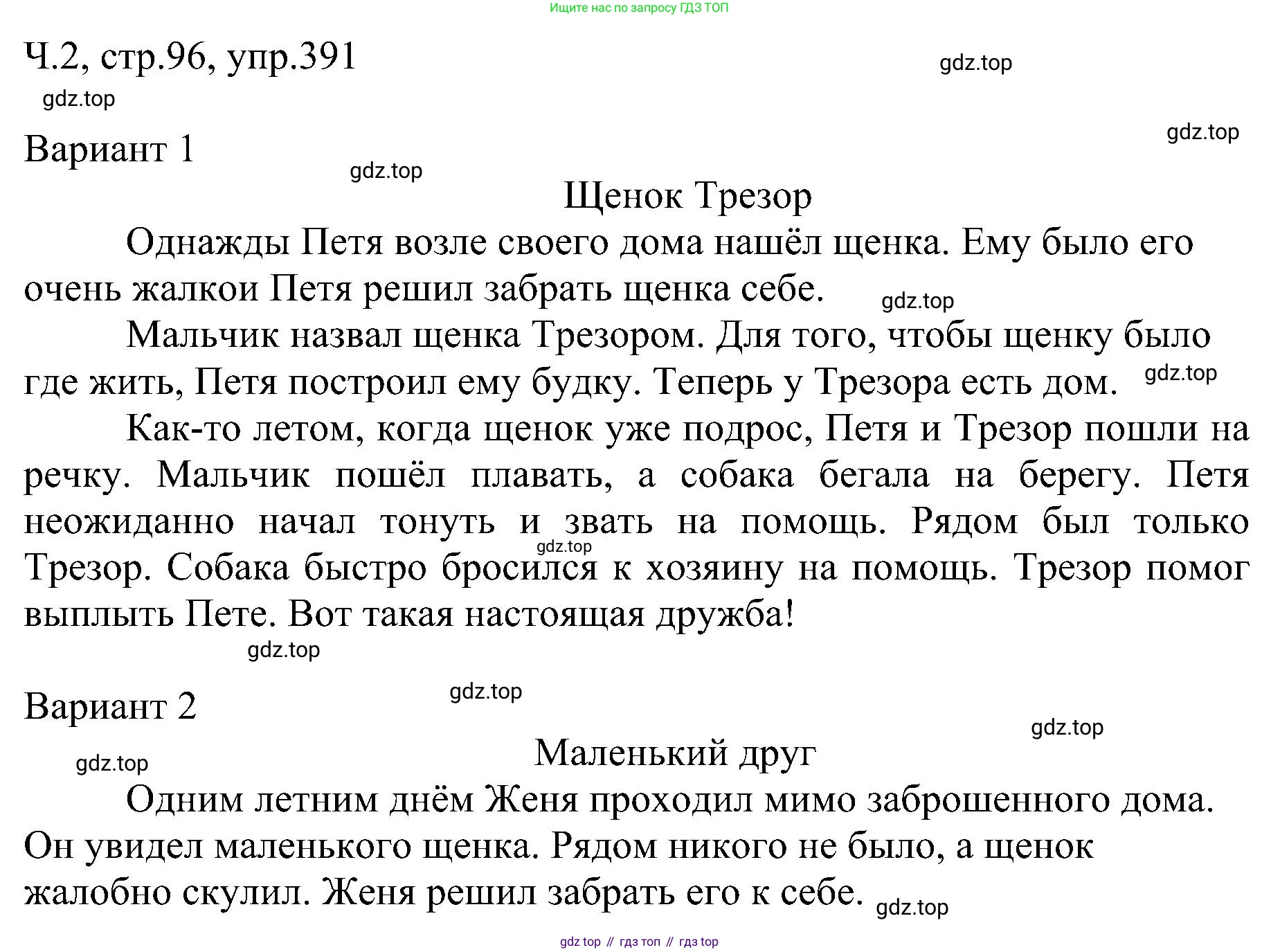 ГДЗ Русский язык, 2 класс Учебник, авторы: Рамзаева Тамара Григорьевна, Савельева Лариса Владимировна, издательство Просвещение, Москва, 2023, Часть 2, страница 96, номер 391, Решение