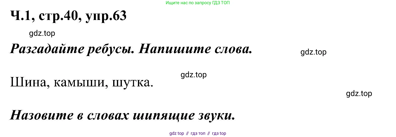 ГДЗ Русский язык, 2 класс Учебник, авторы: Рамзаева Тамара Григорьевна, Савельева Лариса Владимировна, издательство Просвещение, Москва, 2023, Часть 1, страница 40, номер 63, Решение