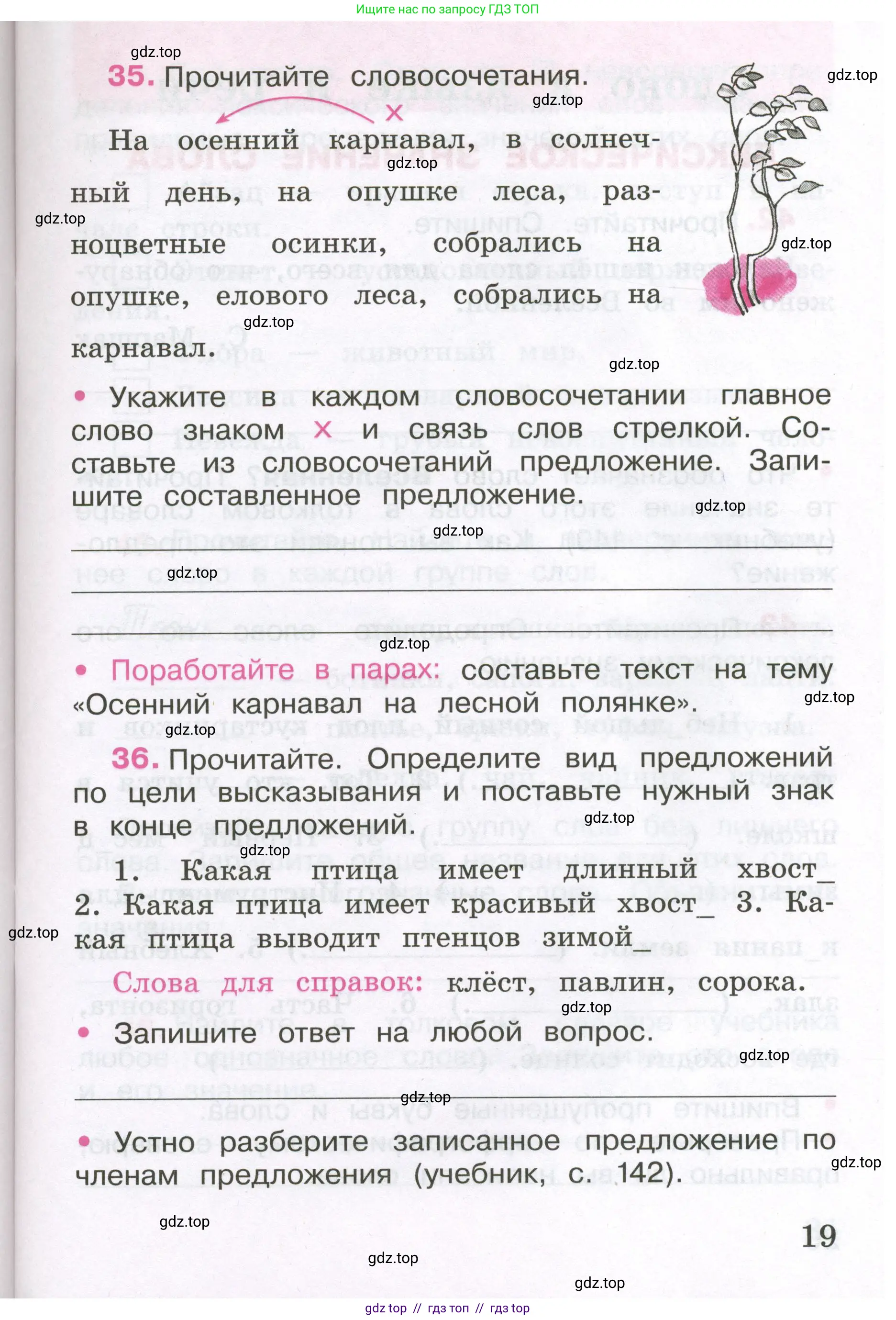 Русский язык, 3 класс рабочая тетрадь, автор: Канакина Валентина Павловна, издательство Просвещение, Москва, 2023, белого цвета, Часть 1, страница 19