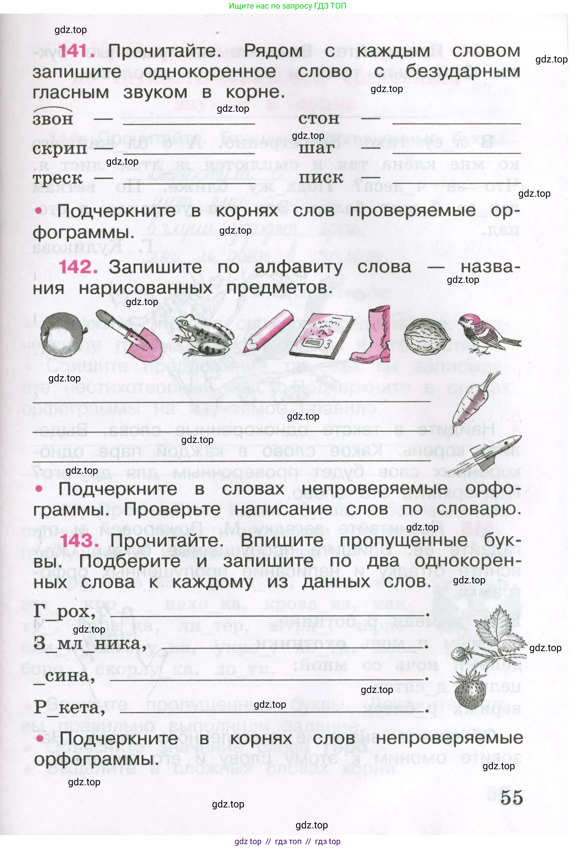 Русский язык, 3 класс рабочая тетрадь, автор: Канакина Валентина Павловна, издательство Просвещение, Москва, 2023, белого цвета, Часть 1, страница 55