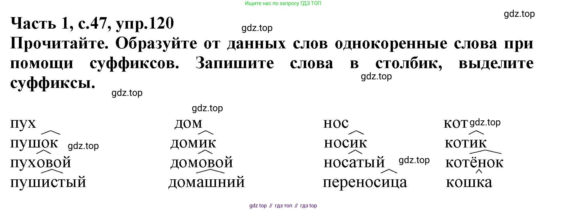 Русский язык, 3 класс рабочая тетрадь, автор: Канакина Валентина Павловна, издательство Просвещение, Москва, 2023, белого цвета, Часть 1, страница 47, номер 120, Решение
