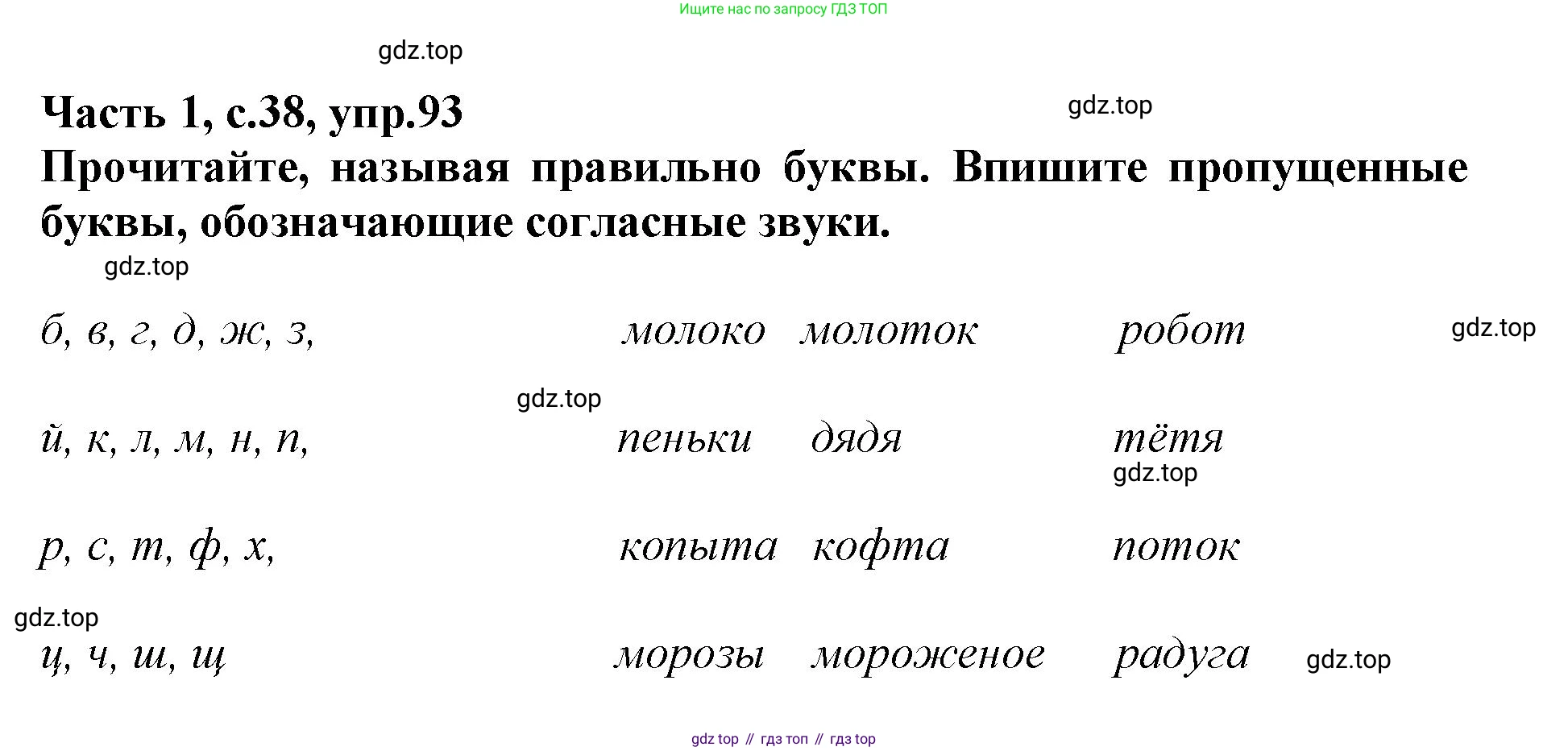 Русский язык, 3 класс рабочая тетрадь, автор: Канакина Валентина Павловна, издательство Просвещение, Москва, 2023, белого цвета, Часть 1, страница 38, номер 93, Решение