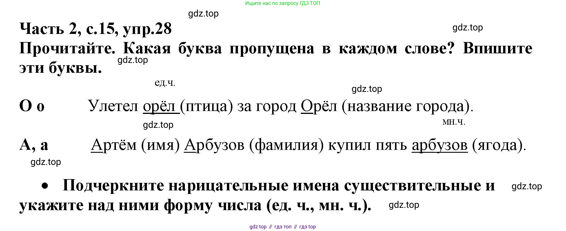 Русский язык, 3 класс рабочая тетрадь, автор: Канакина Валентина Павловна, издательство Просвещение, Москва, 2023, белого цвета, Часть 2, страница 15, номер 28, Решение