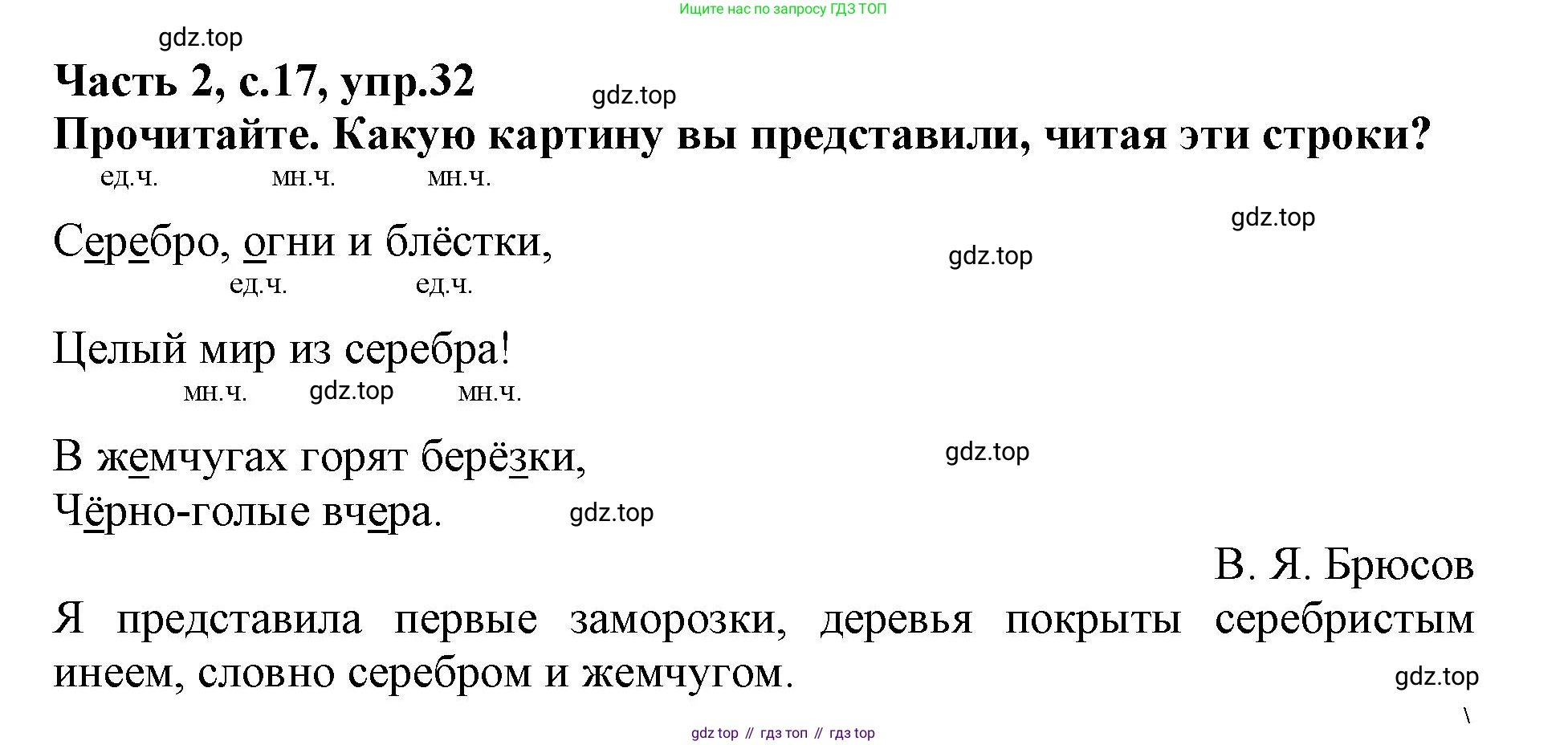 Русский язык, 3 класс рабочая тетрадь, автор: Канакина Валентина Павловна, издательство Просвещение, Москва, 2023, белого цвета, Часть 2, страница 17, номер 32, Решение