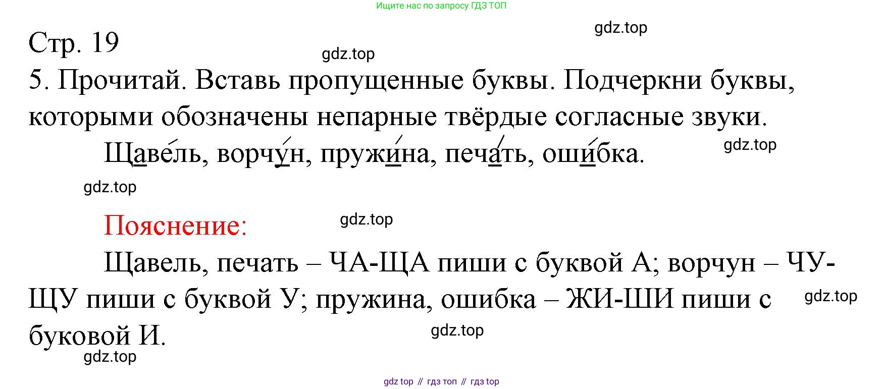 ГДЗ Русский язык, 3 класс Тетрадь учебных достижений, автор: Канакина Валентина Павловна, издательство Просвещение, Москва, 2023, белого цвета, страница 19, номер 5, Решение