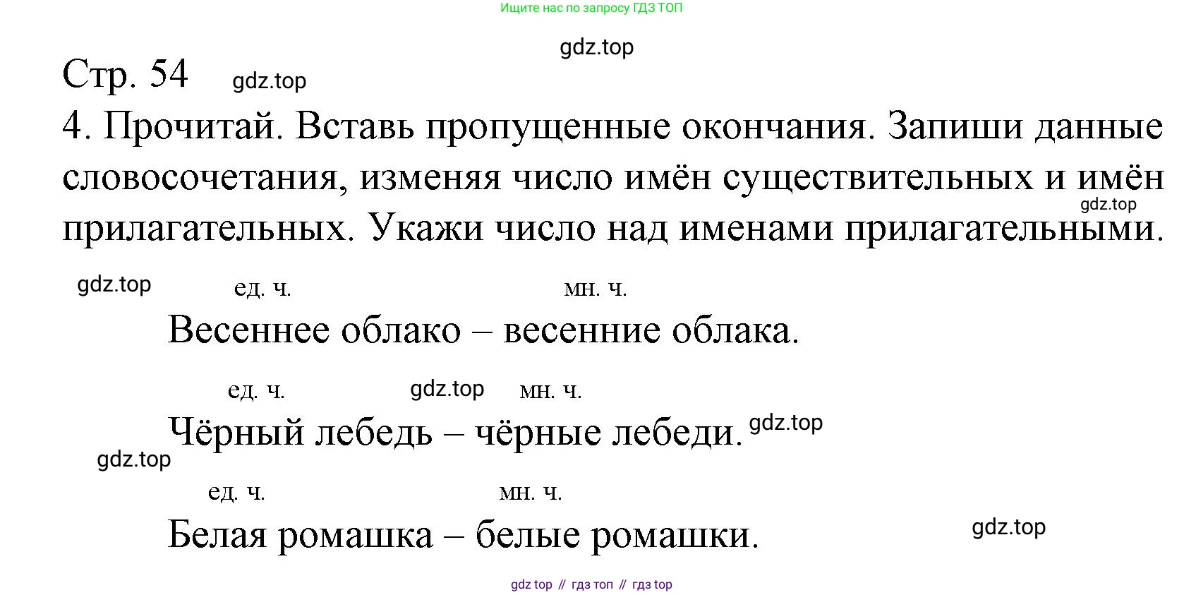 ГДЗ Русский язык, 3 класс Тетрадь учебных достижений, автор: Канакина Валентина Павловна, издательство Просвещение, Москва, 2023, белого цвета, страница 54, номер 4, Решение