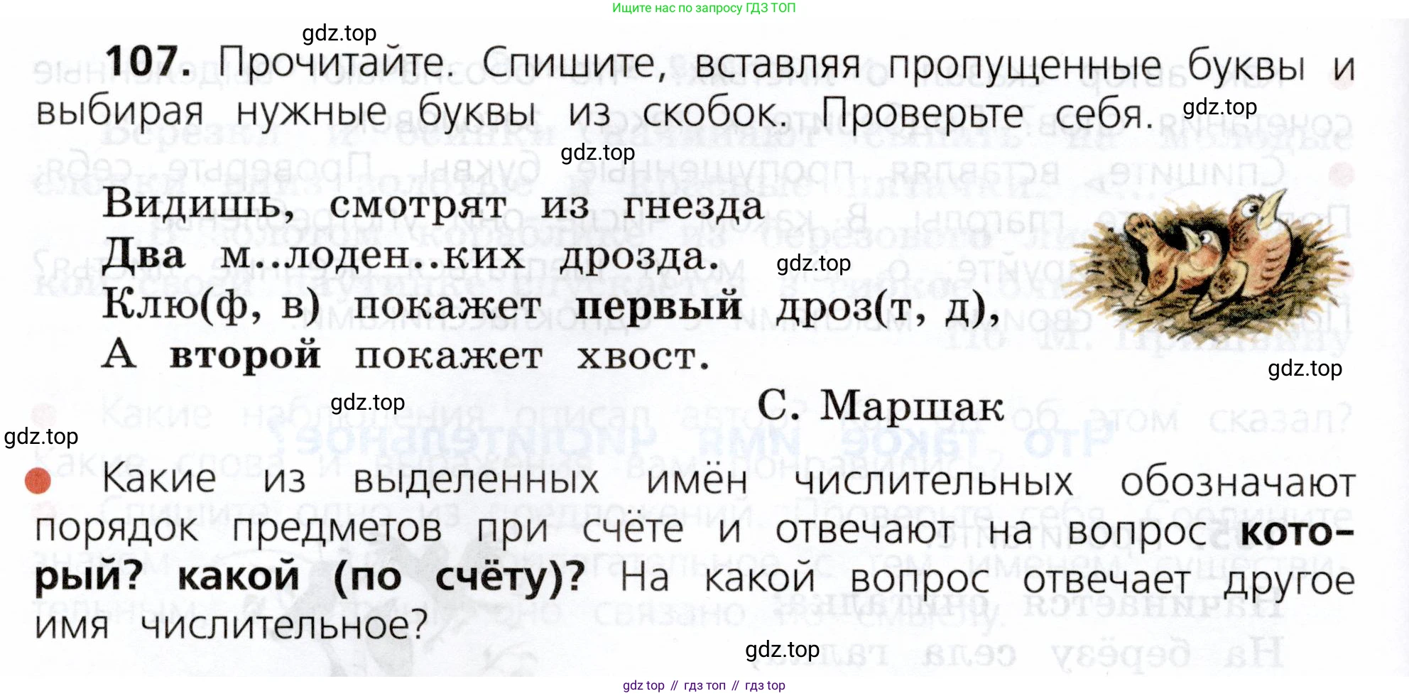 ГДЗ Русский язык, 3 класс Учебник, авторы: Канакина Валентина Павловна, Горецкий Всеслав Гаврилович, издательство Просвещение, Москва, 2023, белого цвета, Часть 1, страница 60, номер 107, Условие