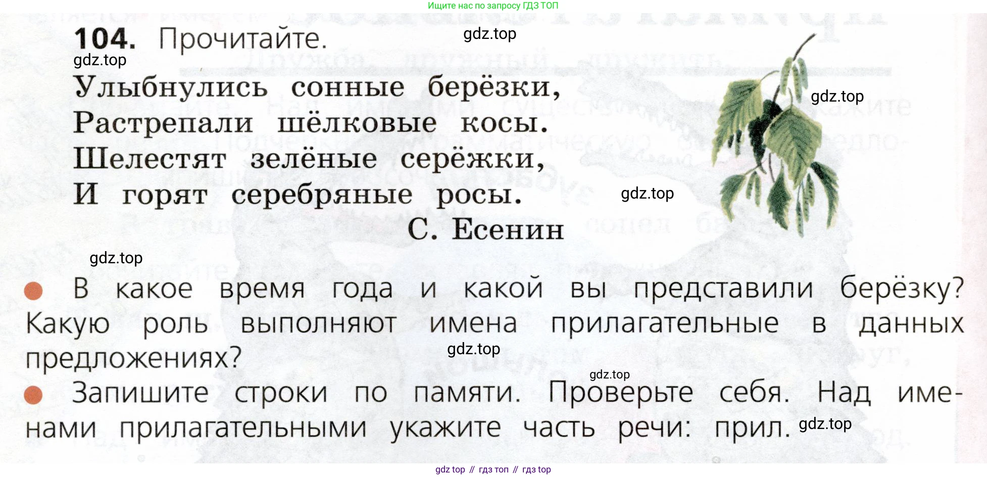 ГДЗ Русский язык, 3 класс Учебник, авторы: Канакина Валентина Павловна, Горецкий Всеслав Гаврилович, издательство Просвещение, Москва, 2023, белого цвета, Часть 2, страница 62, номер 104, Условие