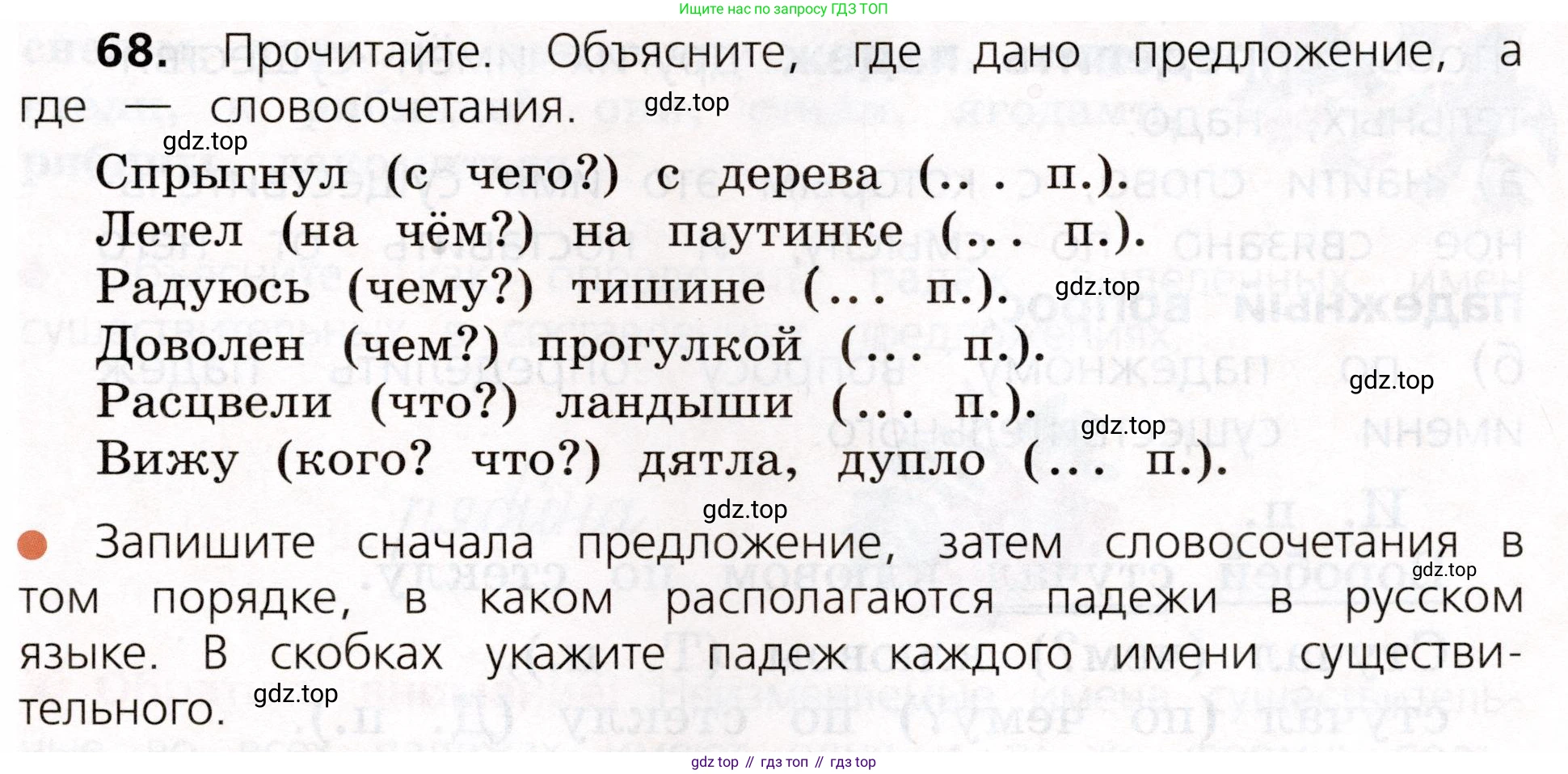 ГДЗ Русский язык, 3 класс Учебник, авторы: Канакина Валентина Павловна, Горецкий Всеслав Гаврилович, издательство Просвещение, Москва, 2023, белого цвета, Часть 2, страница 39, номер 68, Условие