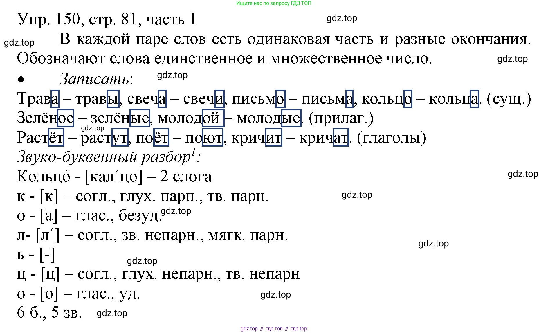 ГДЗ Русский язык, 3 класс Учебник, авторы: Канакина Валентина Павловна, Горецкий Всеслав Гаврилович, издательство Просвещение, Москва, 2023, белого цвета, Часть 1, страница 81, номер 150, Решение