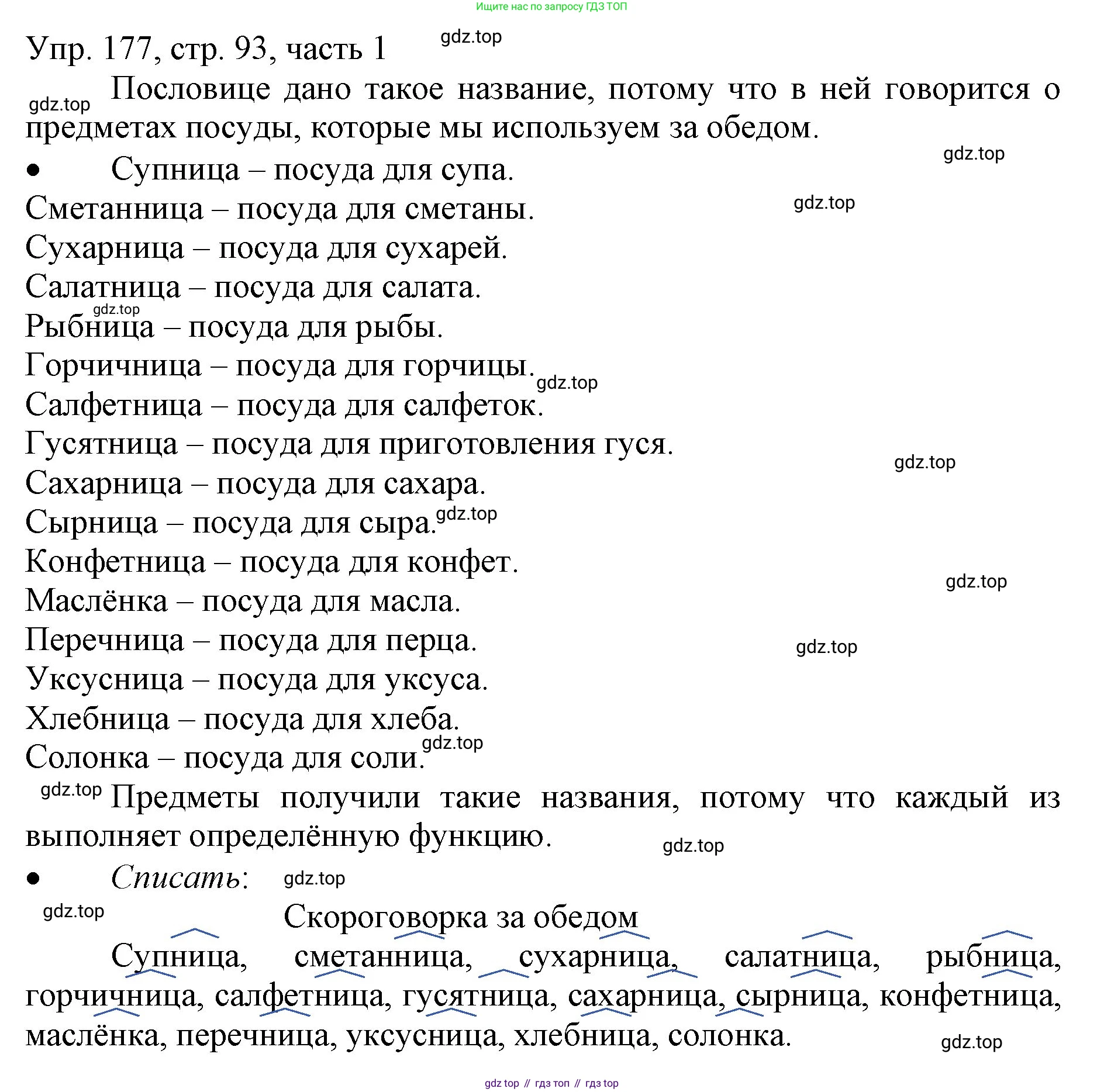 ГДЗ Русский язык, 3 класс Учебник, авторы: Канакина Валентина Павловна, Горецкий Всеслав Гаврилович, издательство Просвещение, Москва, 2023, белого цвета, Часть 1, страница 93, номер 177, Решение