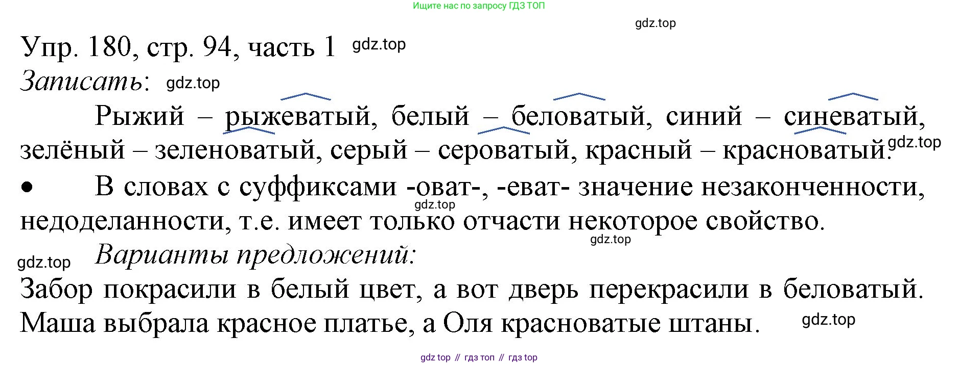 ГДЗ Русский язык, 3 класс Учебник, авторы: Канакина Валентина Павловна, Горецкий Всеслав Гаврилович, издательство Просвещение, Москва, 2023, белого цвета, Часть 1, страница 94, номер 180, Решение